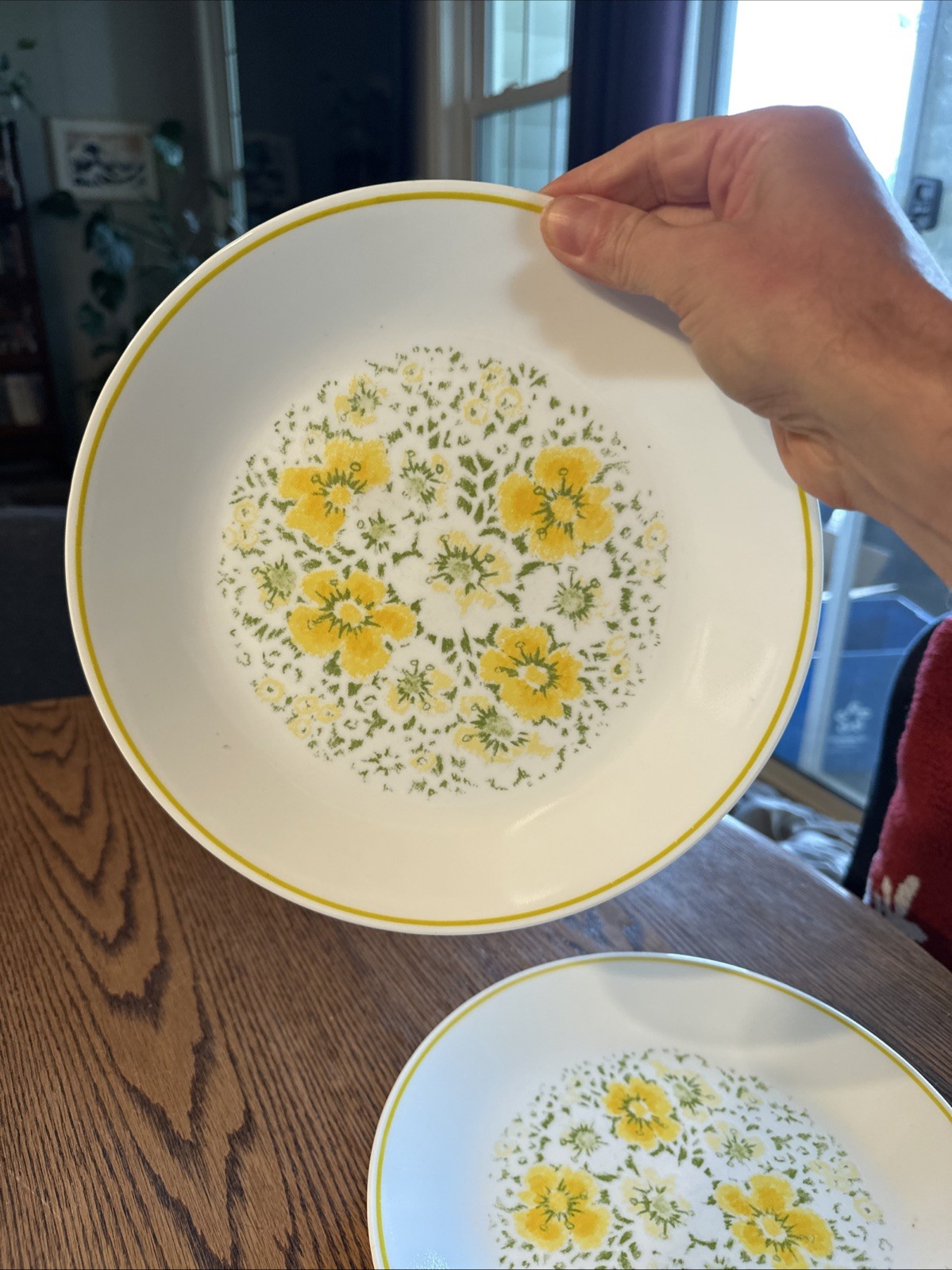 Corelle April Showers Yellow Flowers 10.25” Dinner Plates Corning Vintage