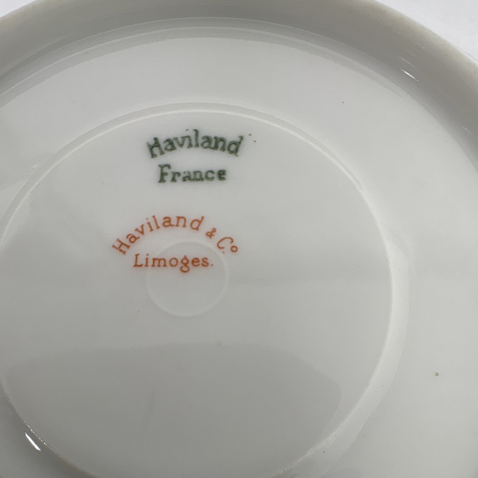 Haviland Limoges Floral Porcelain Saucer Green Rim Gold Trim 5 in