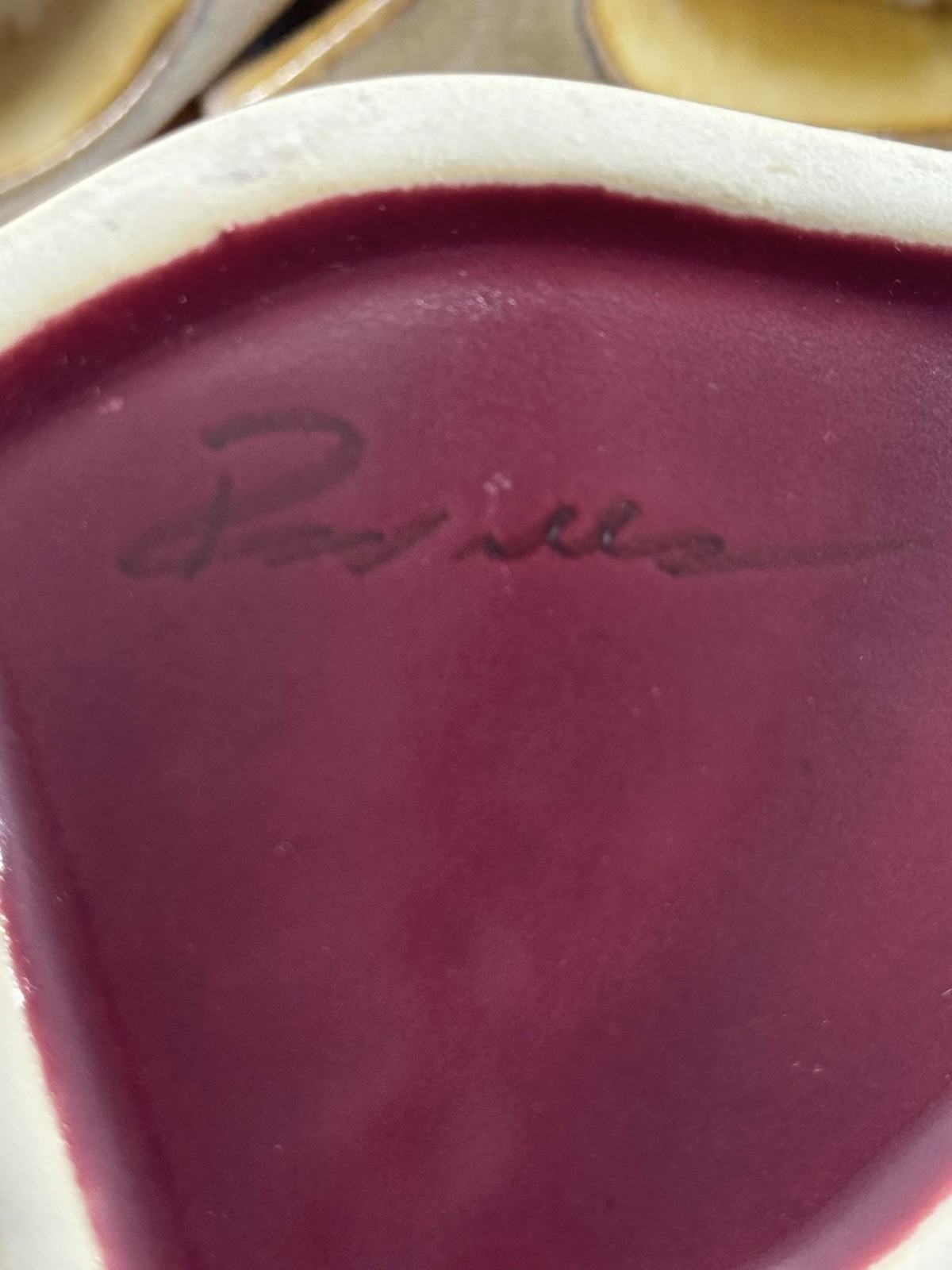 4 Rodolfo Padilla Mugs with Stand Signed Artisan Stoneware Drip Glaze Deep Red