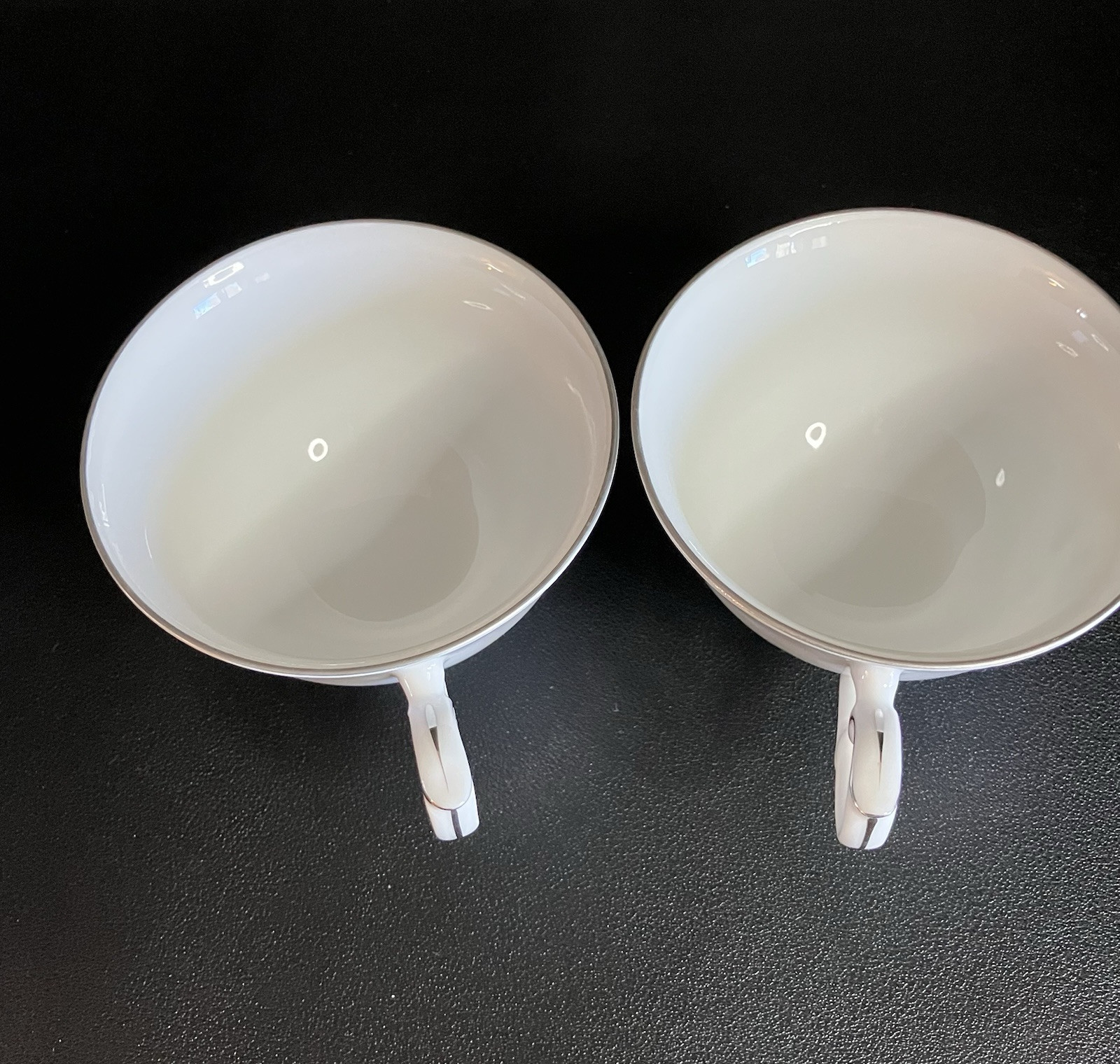 Yamaka Fine China, Nocturne Gray Rose, 2 sets of Cups & Saucers, Platinum Rim