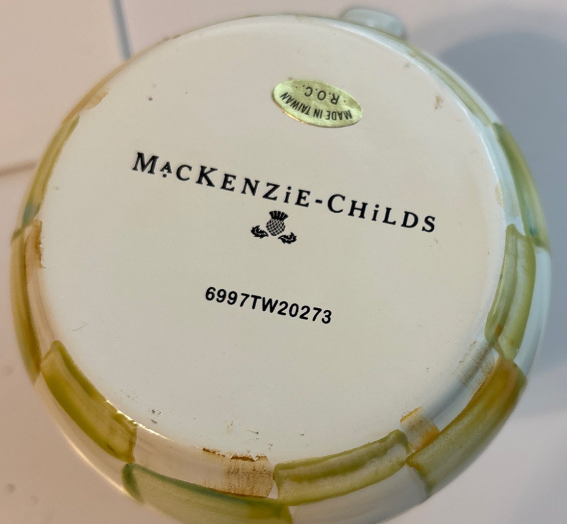 Mackenzie Childs Parchment Check Enamel Creamer