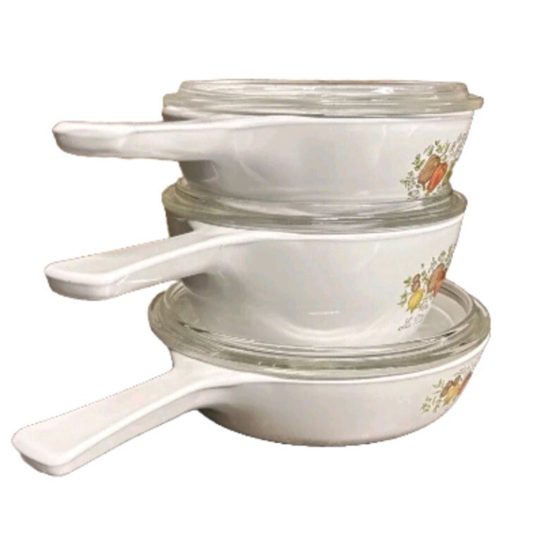Set of 3 Corning Spice of Life P-81-B P-82-B, P-83-B Saucepan Skillet 6pc EXC