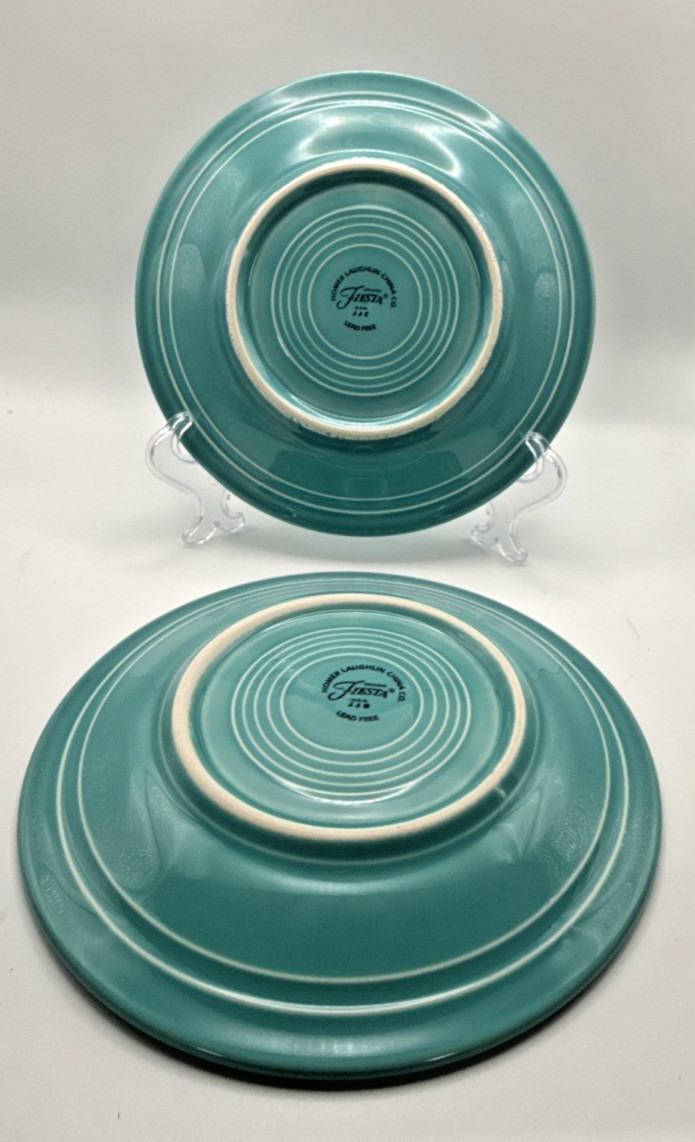 Fiesta Salad Plates Homer Laughlin HLC 7.25 set 7 Lt Green Yellow Rose Turquoise