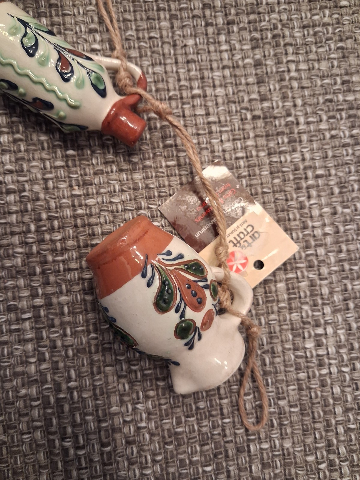 Set of 3 Miniature Romanian Hand-Painted Floral Pottery Jugs 3 Inches