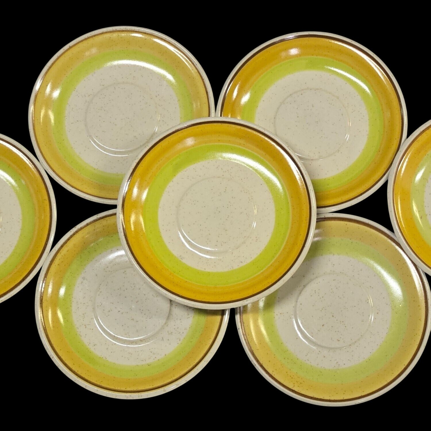 MCM plates Stoneware saucer 1970s Lemon Lime imperial W. Dalton set of 7