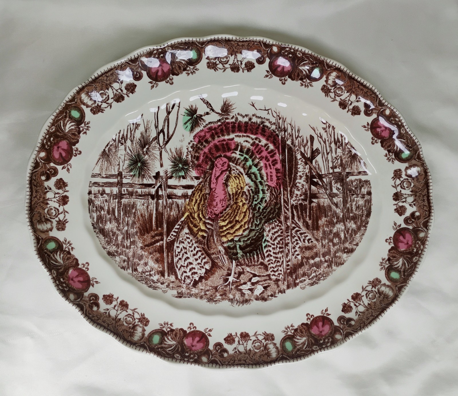 Johnson Brothers Bros HIS MAJESTY Large Turkey Platter Thanksgiving 15.5″ x 13″