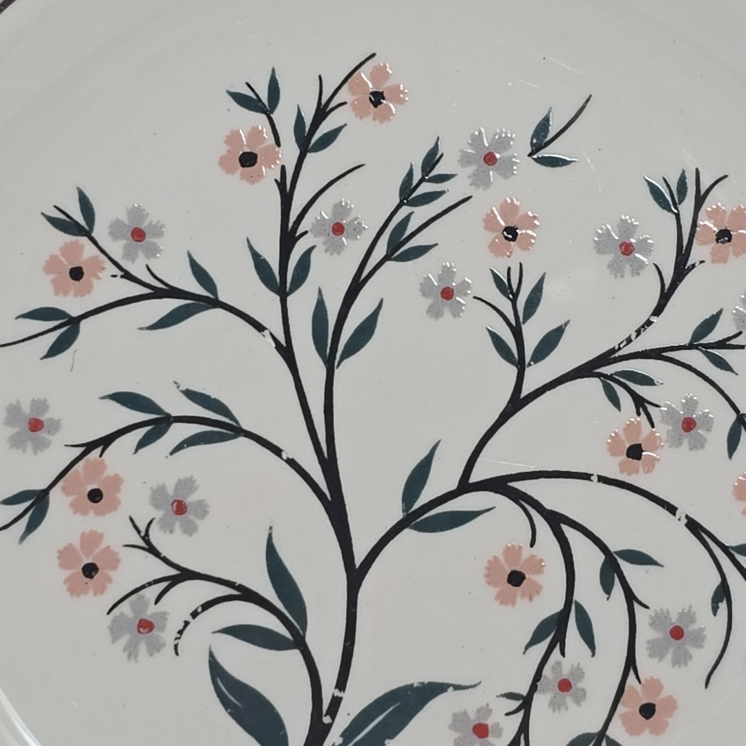 Vintage Homer Laughlin Eggshell Cavalier Pink Rim 6.25 In Bread Plate Floral USA