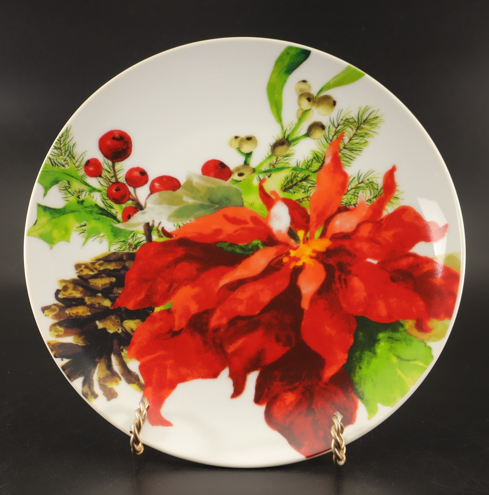 Fitz & Floyd Holiday Home Collection SALAD PLATE 7.5″ Set of 2 Poinsettia