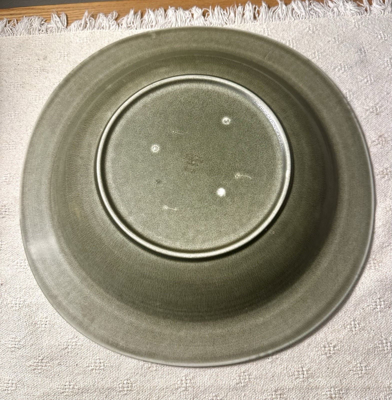 Mcm Gunnar Nylund Ritzi for Rörstrand Swedish Pottery Matte Green Serving Dish