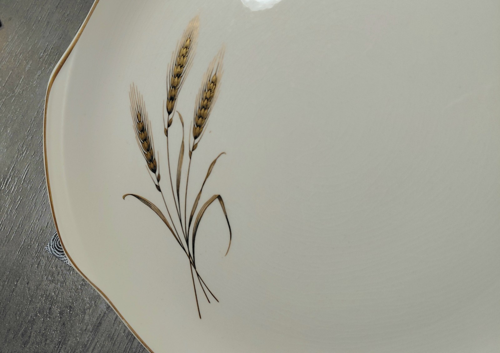 Vintage Royal Joci Wheat Serving Platter 23K Gold Trim Handles 11.75L X 11W