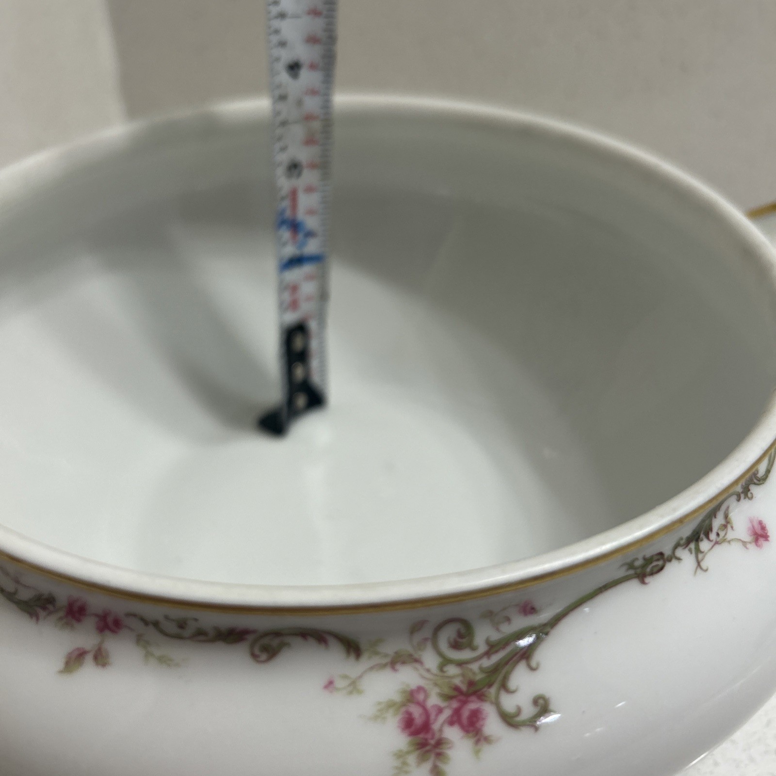Haviland Limoges France Handled Casserole Dish Pink Rose Garland & Gold Trim