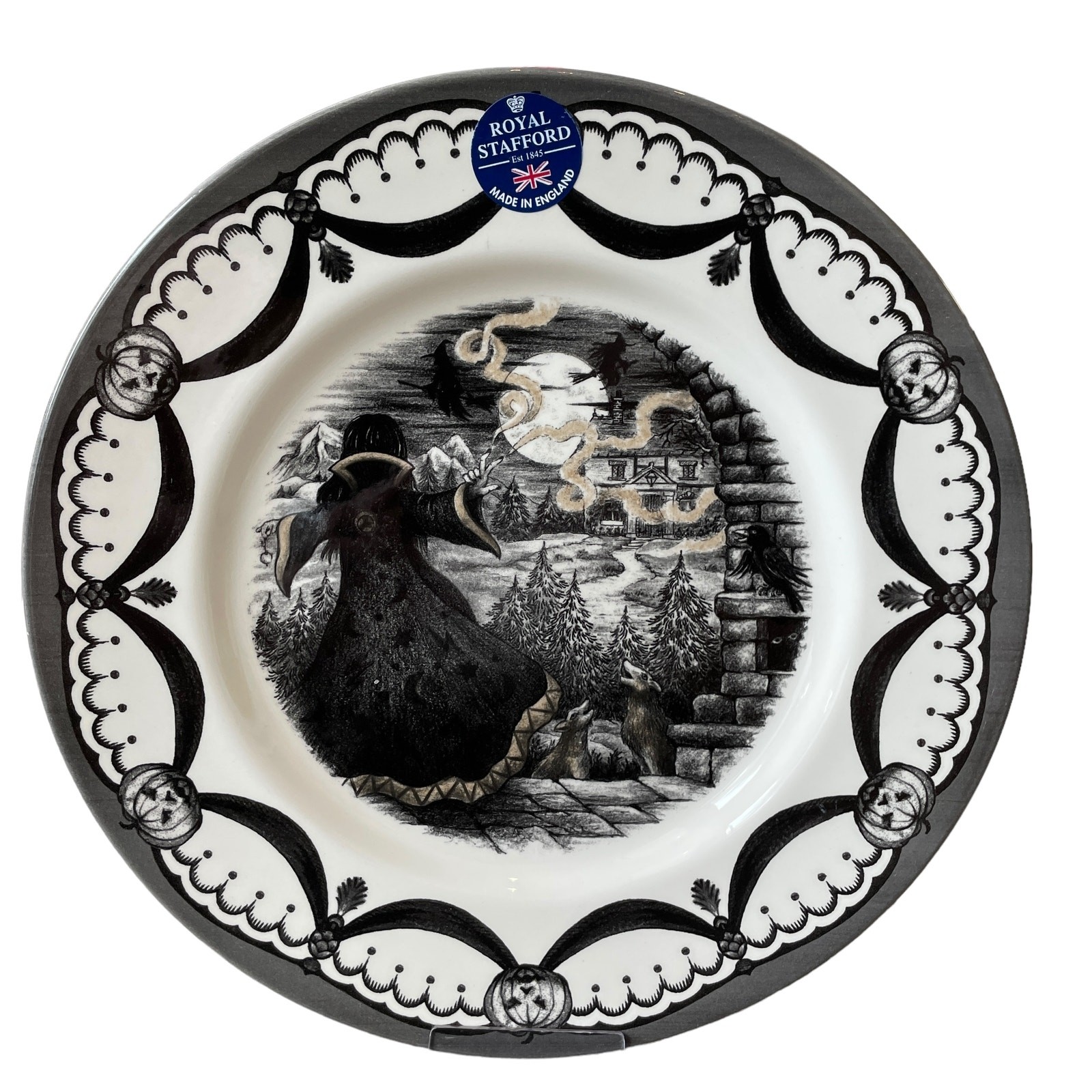 Royal Stafford Halloween Wicked Witch Salad Plates 8.5in Porcelain Set of 2 New