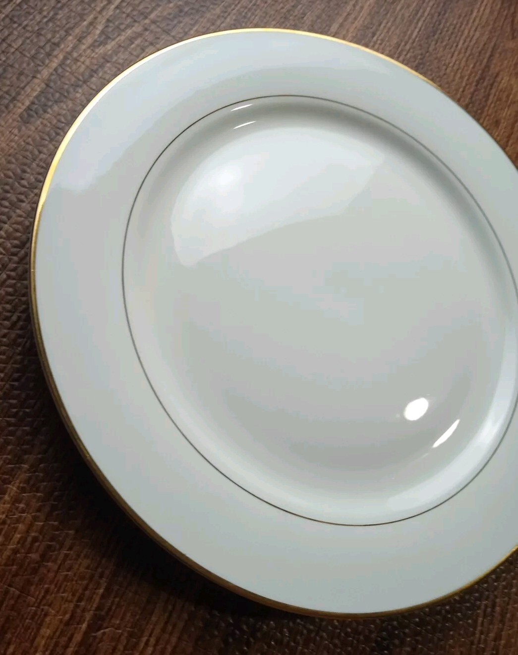 Gibson Porcelain White Round Platter Double Gold Rim 12″ China