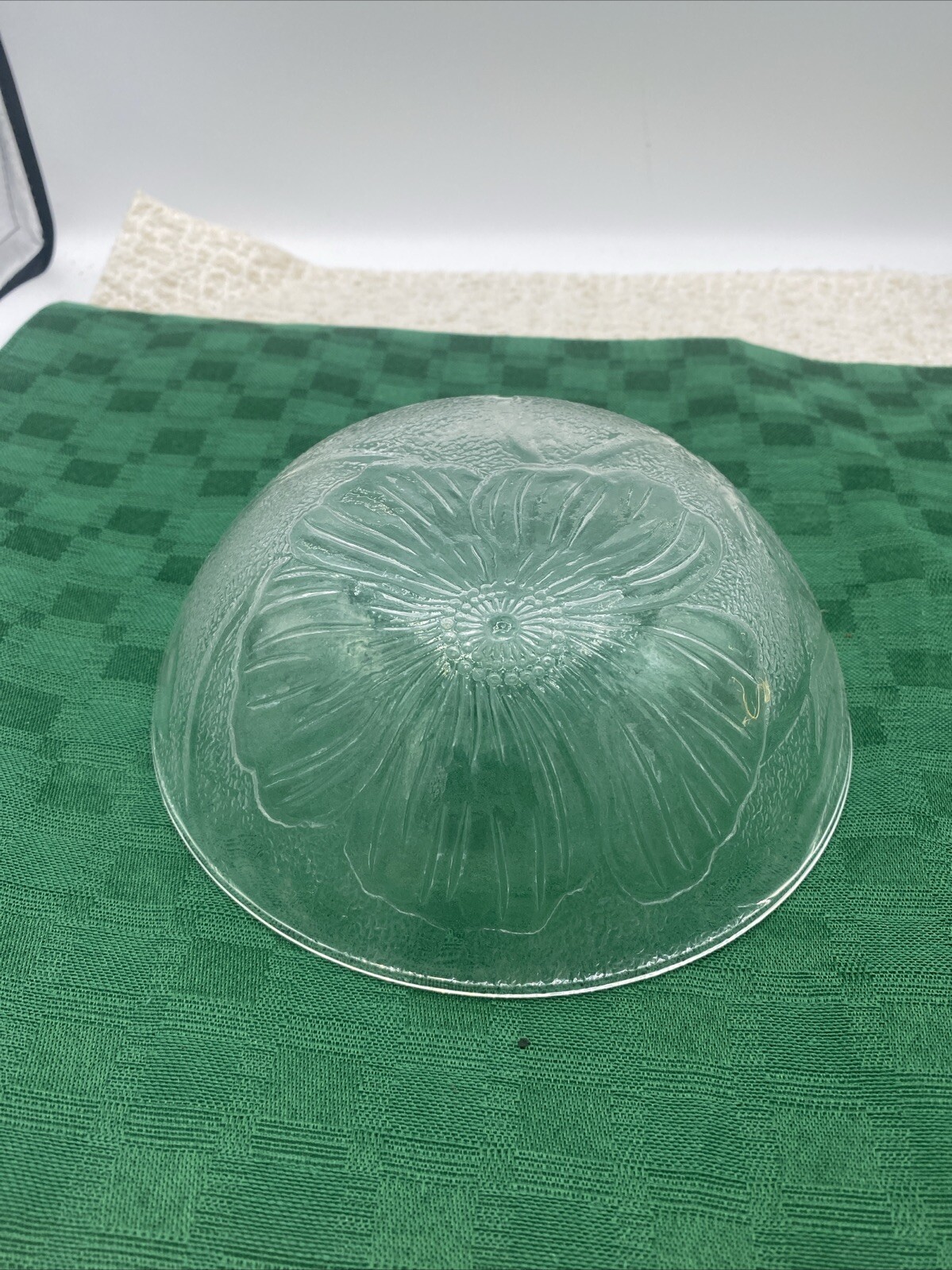 Vintage Glass Bowl With Hibiscus Flower Design By KIG Glass 6 5/8″