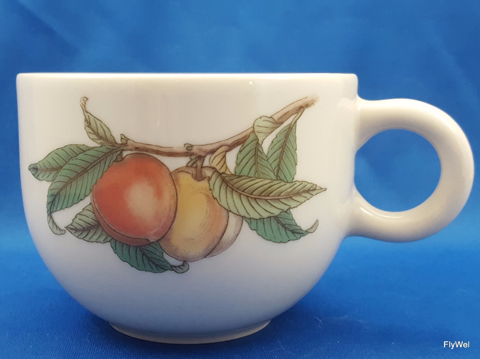 Noritake Epoch Wholesome Cup and Saucer 8 Oz Cream Stoneware Fruit and Leaves