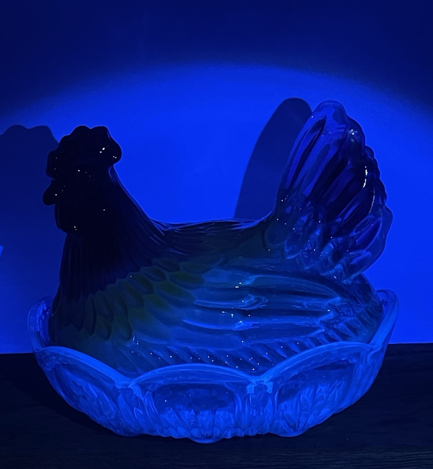 Rainbow Glass Hen On Nest Covered Candy Dish 7” Decorative Import