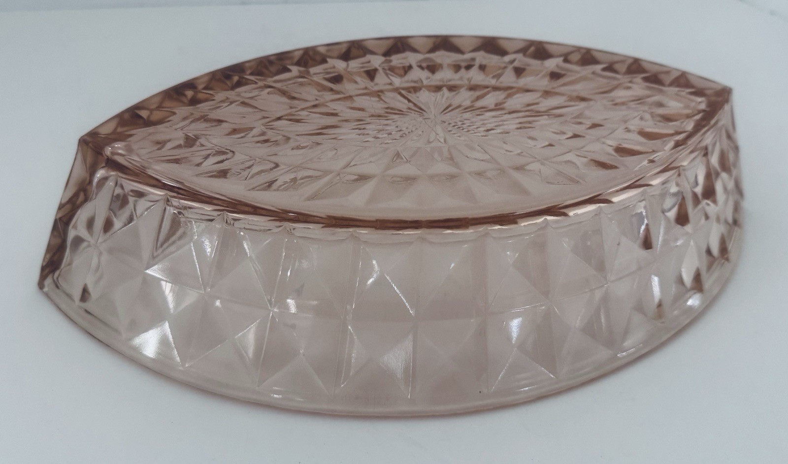 Jeannette Glass Windsor Pink Depression Large Oblong Boat Shaped Bowl 11 3/4″