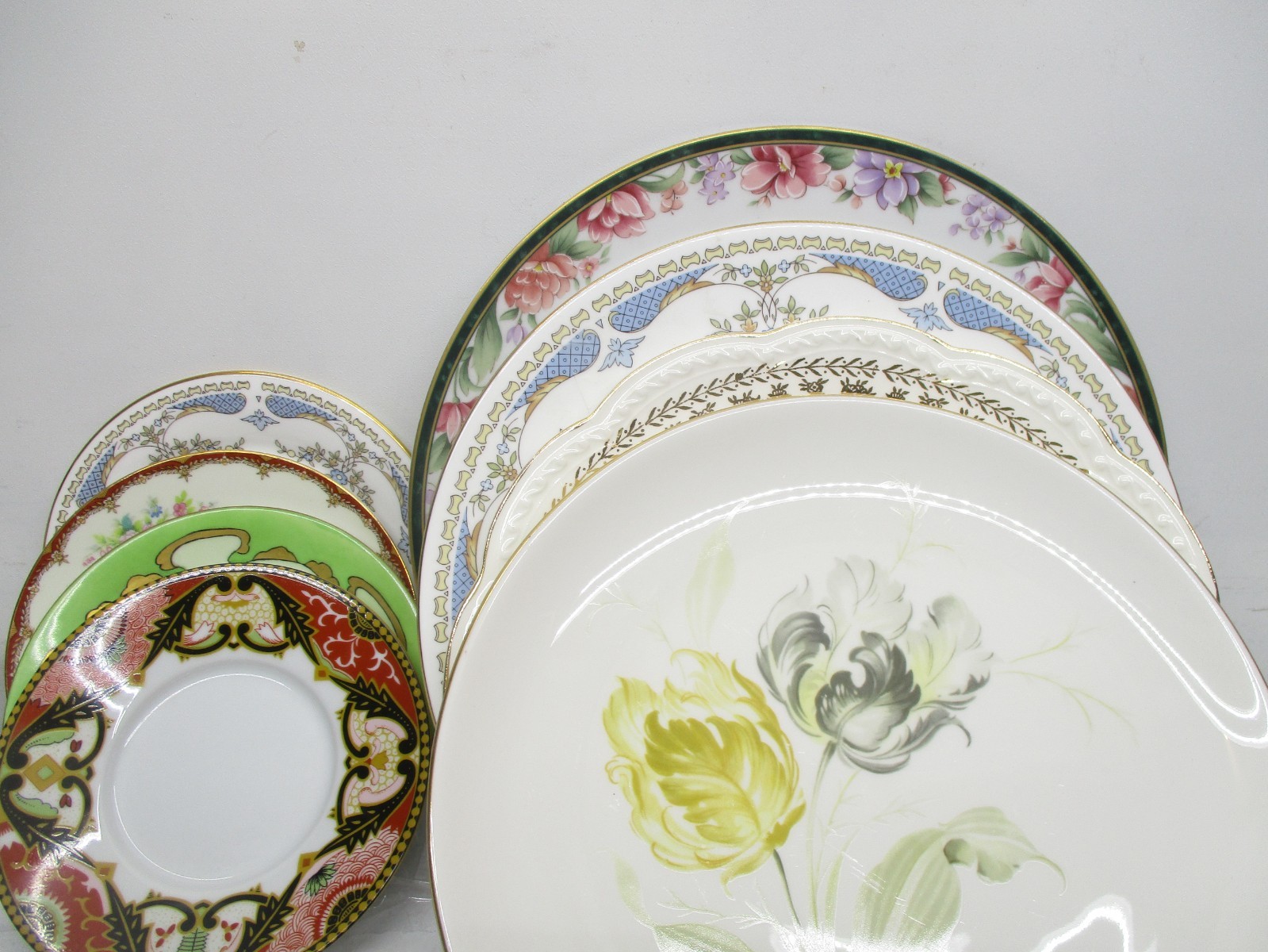 Vintage Mismatched China Dinner Plates & Bread Plates ~ 8pcs-Beautiful-Colorful