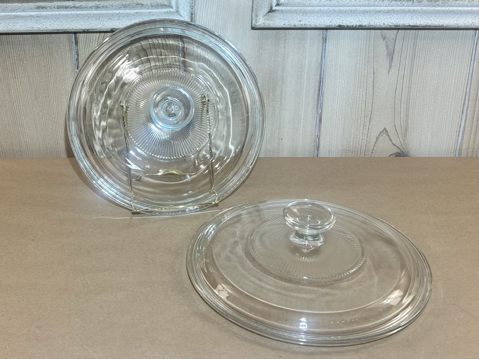 2 Vtg Pyrex G1C A Corning Ware for 2.5 QT Clear Glass Ribbed Replacement Lids