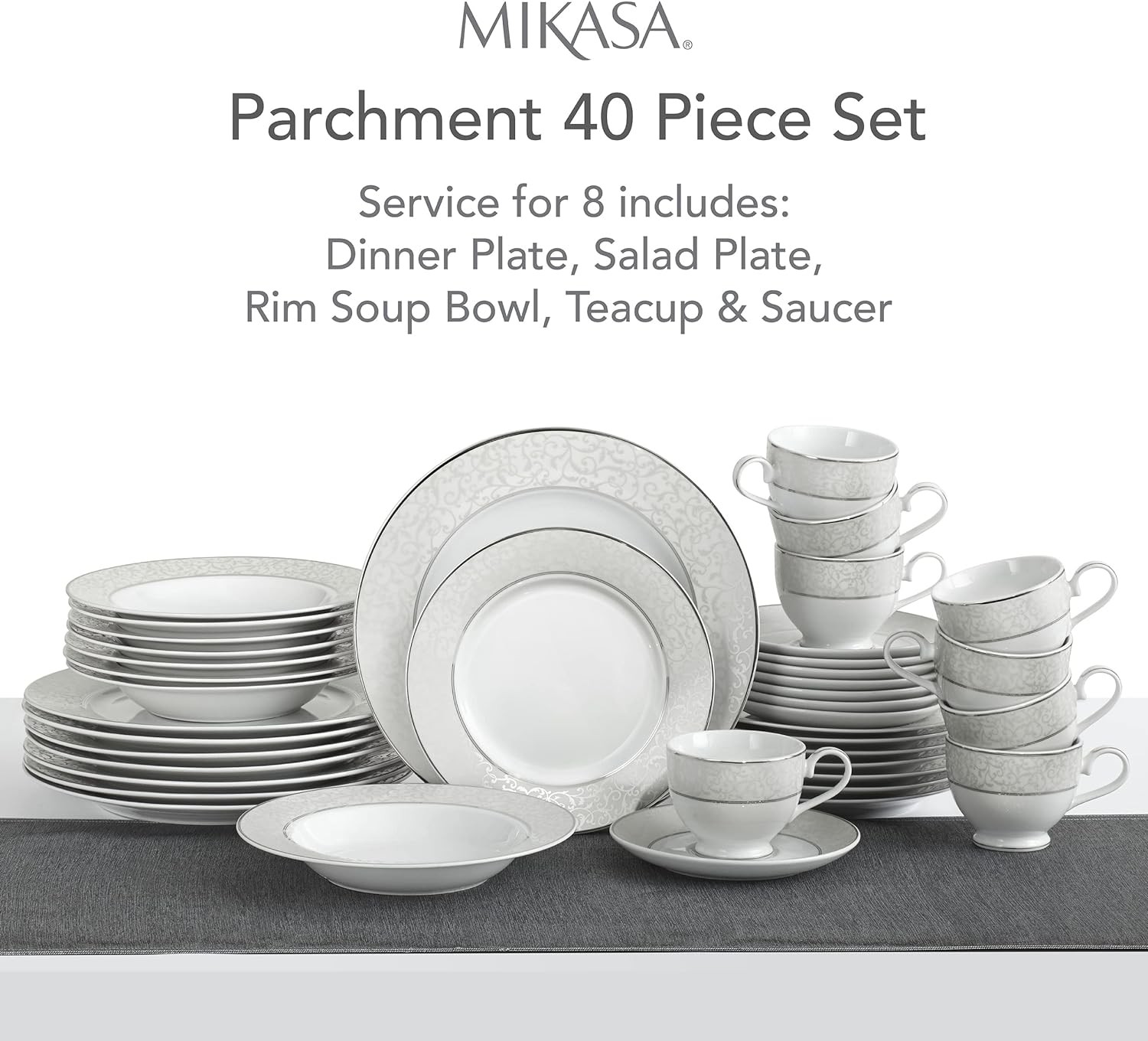 Mikasa Parchment 40 Pc Porcelain Dinnerware Set Service for 8
