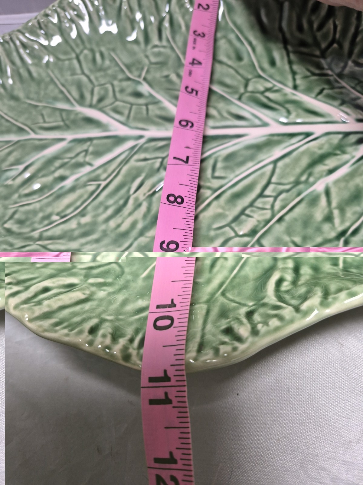 💥 Bordallo Pinheiro Portugal Cabbage Leaf Large 16”x10”Serving Platter Curved