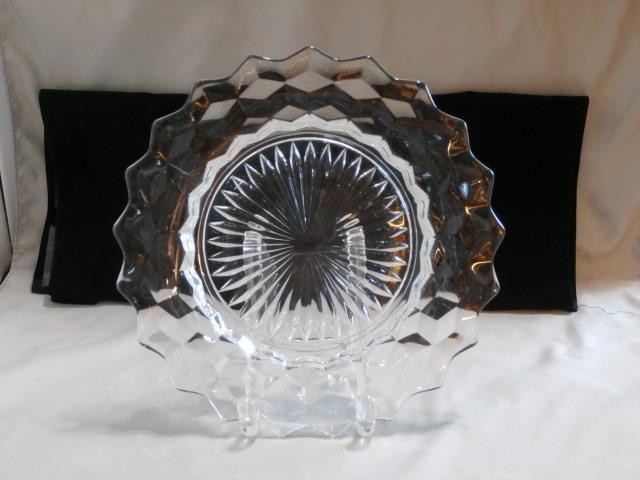 2 Fostoria American Line 2056 Crystal Large Center Salad Plates 8 3/8″ Item 550