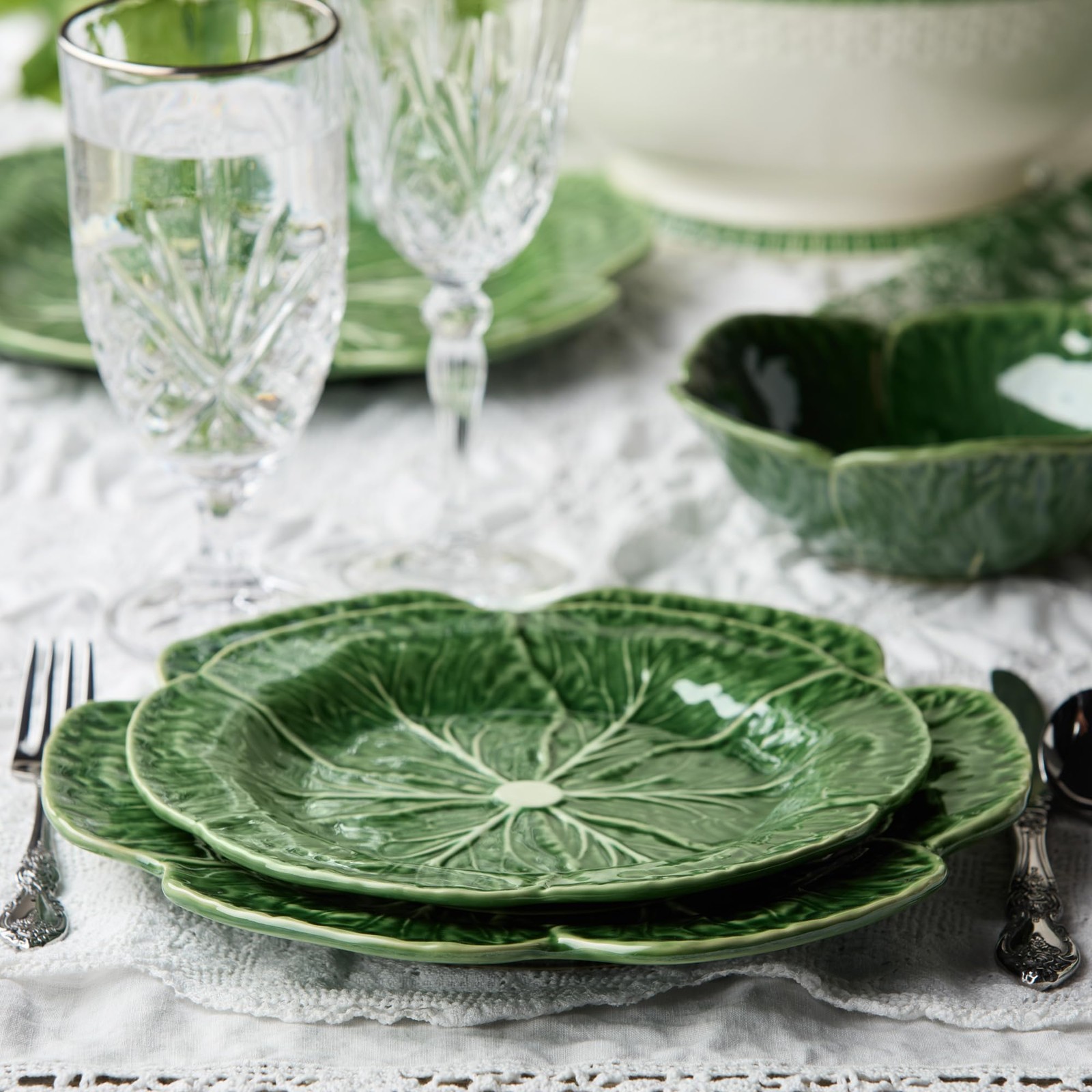 Cerified International Le Jardin Green Cabbage 3D Salad/Dessert Set Of – 9