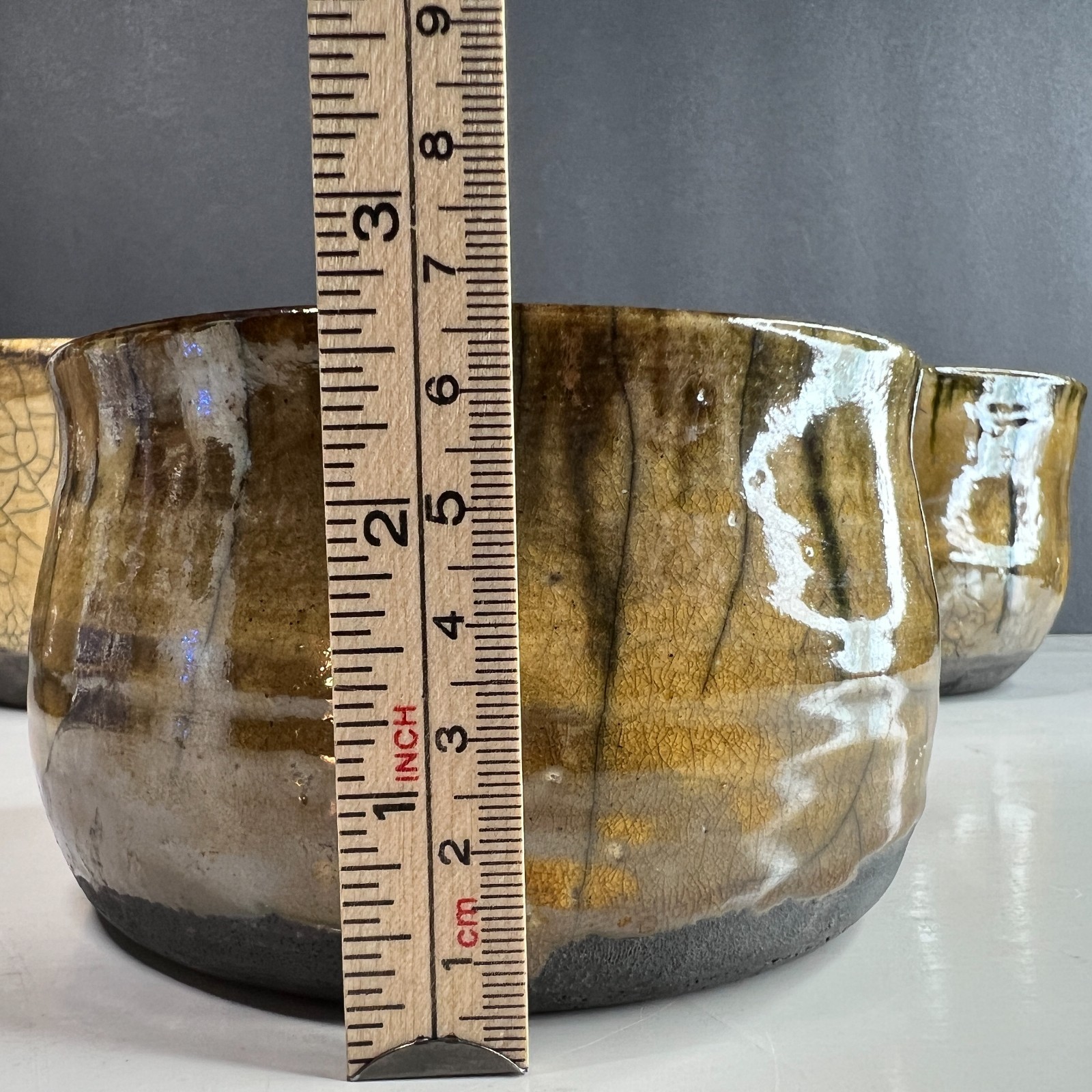 Handmade Studio Pottery Bowl Set 3 Signed Alyce Drip Glaze Ceramic