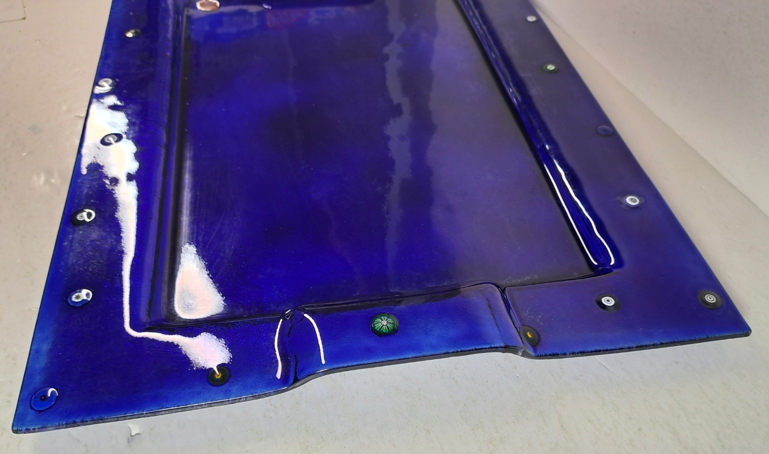 Vintage Cobalt Blue Murano Glass Serving Tray, 11.5″x15.5