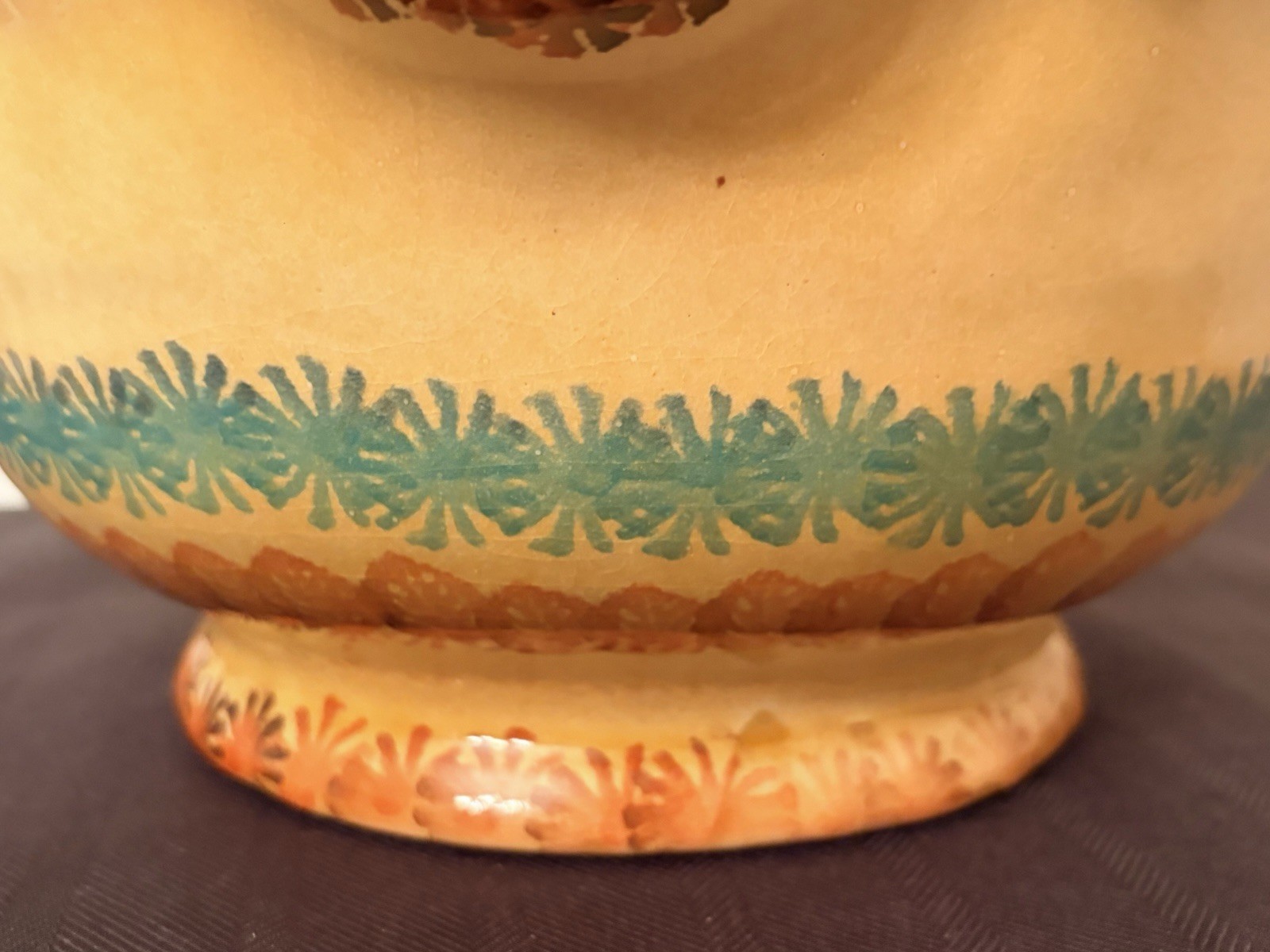 Vintage Italian Hand Painted Majolica Centerpiece Fruit Bowl Double Handle 14”