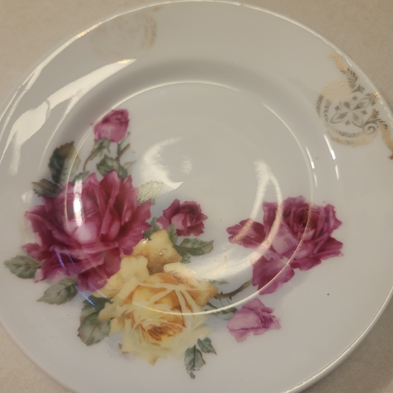Vintage White Floral Pattern Salad Plate for wall or Collectible home Decor