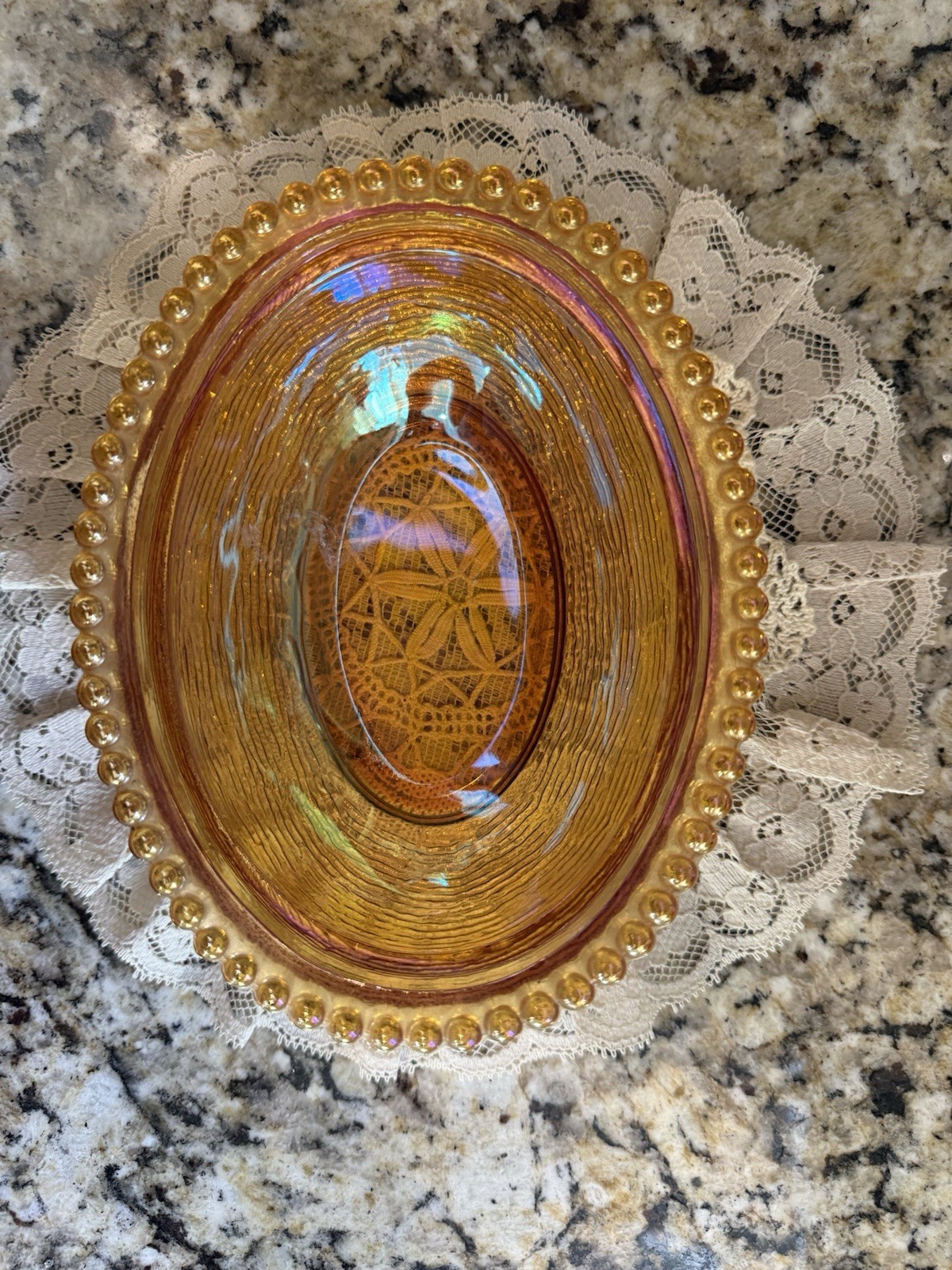 Indiana Glass Amber Carnival Hen On a Nest 7″ Candy Dish