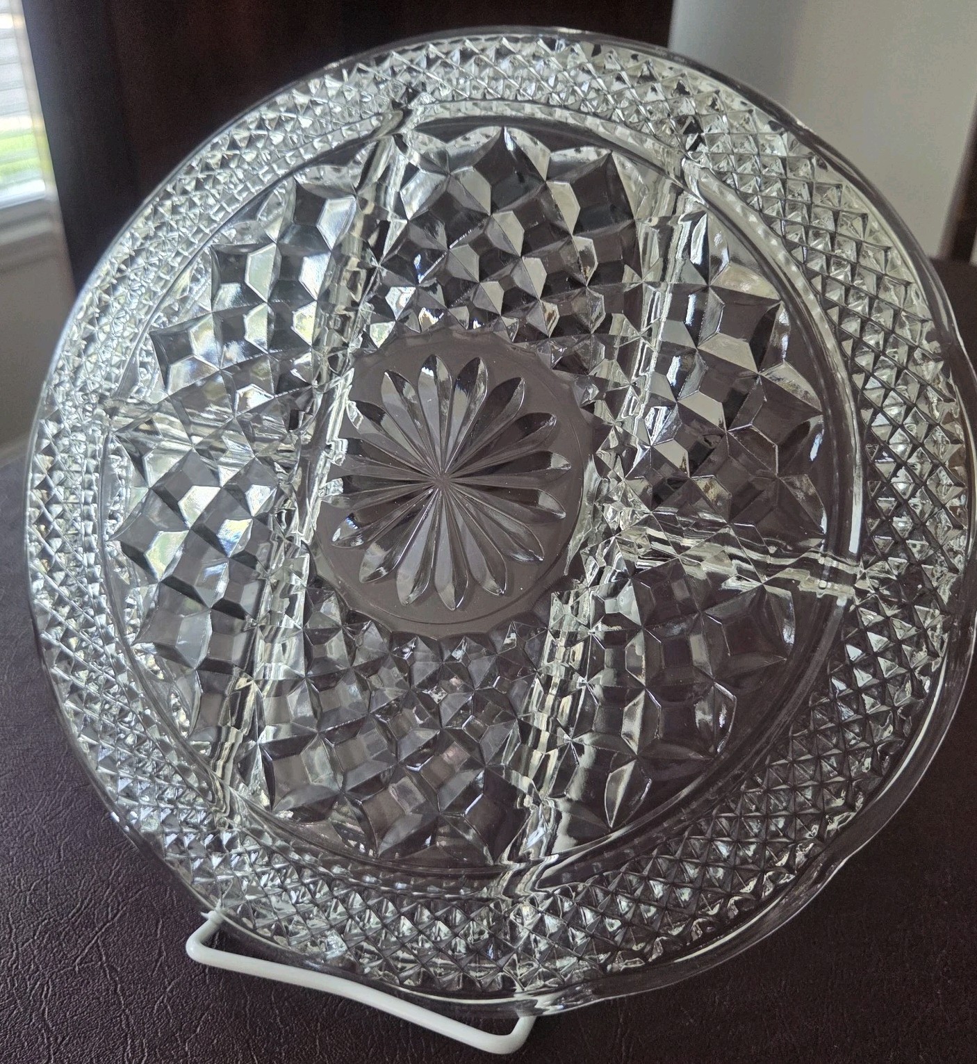 Vintage Anchor Hocking Wexford Clear Glass Five-Part Relish Platter; 11″