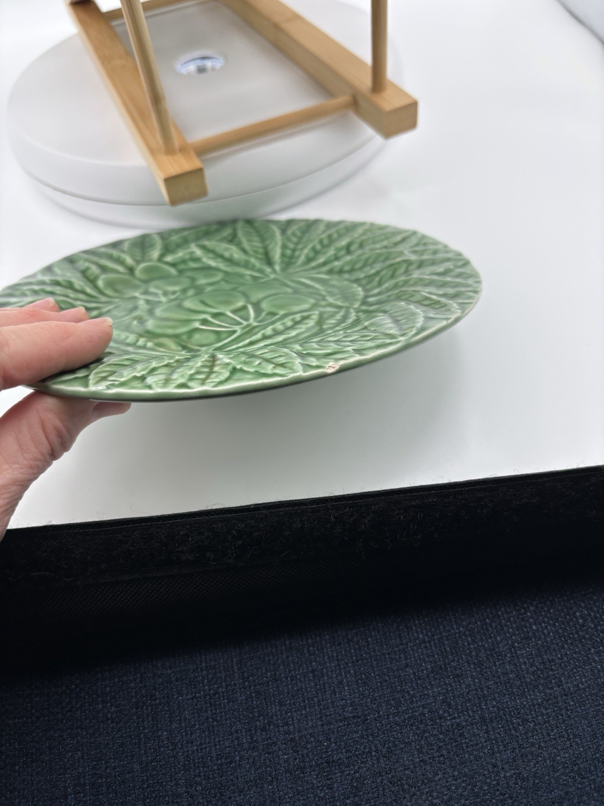 Vintage Bordall Pincher Green Majolica Fruit Center Salad Plates Set Of 6