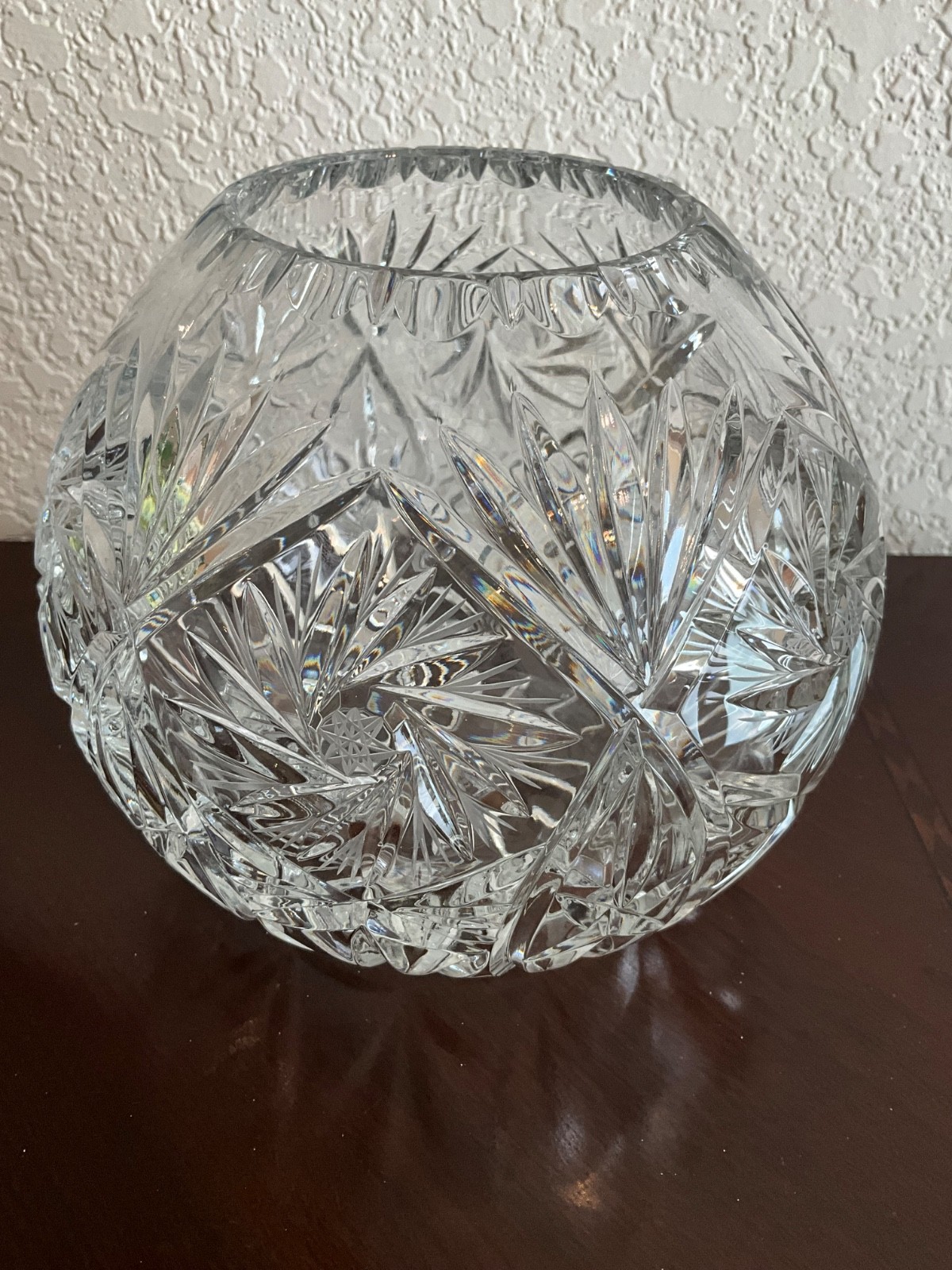 Vintage Cut Lead Crystal Rose Bowl