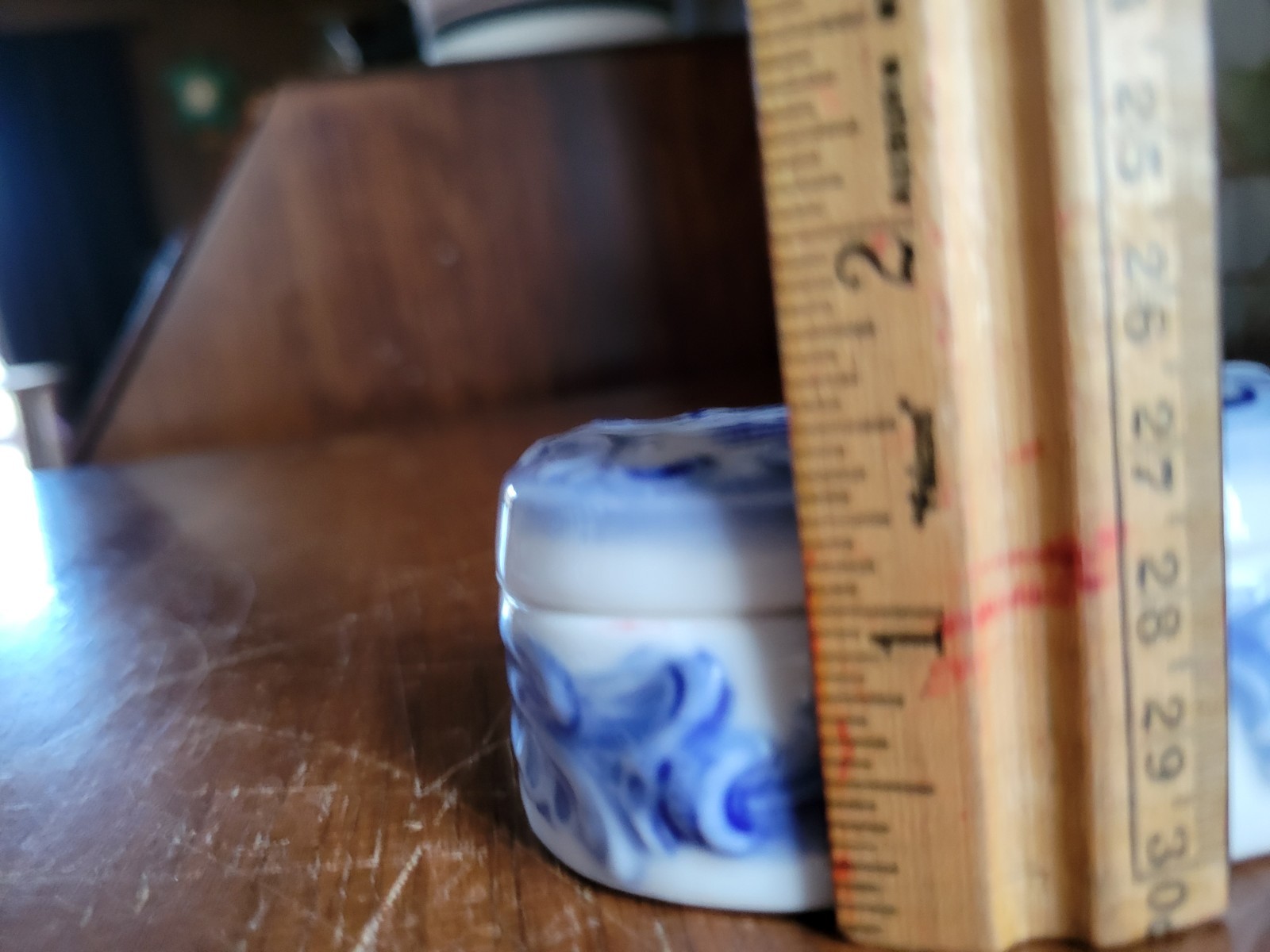 Delft Style Ceramic Trinket Box & Lid Handpainted Blue Holland Windmill 955