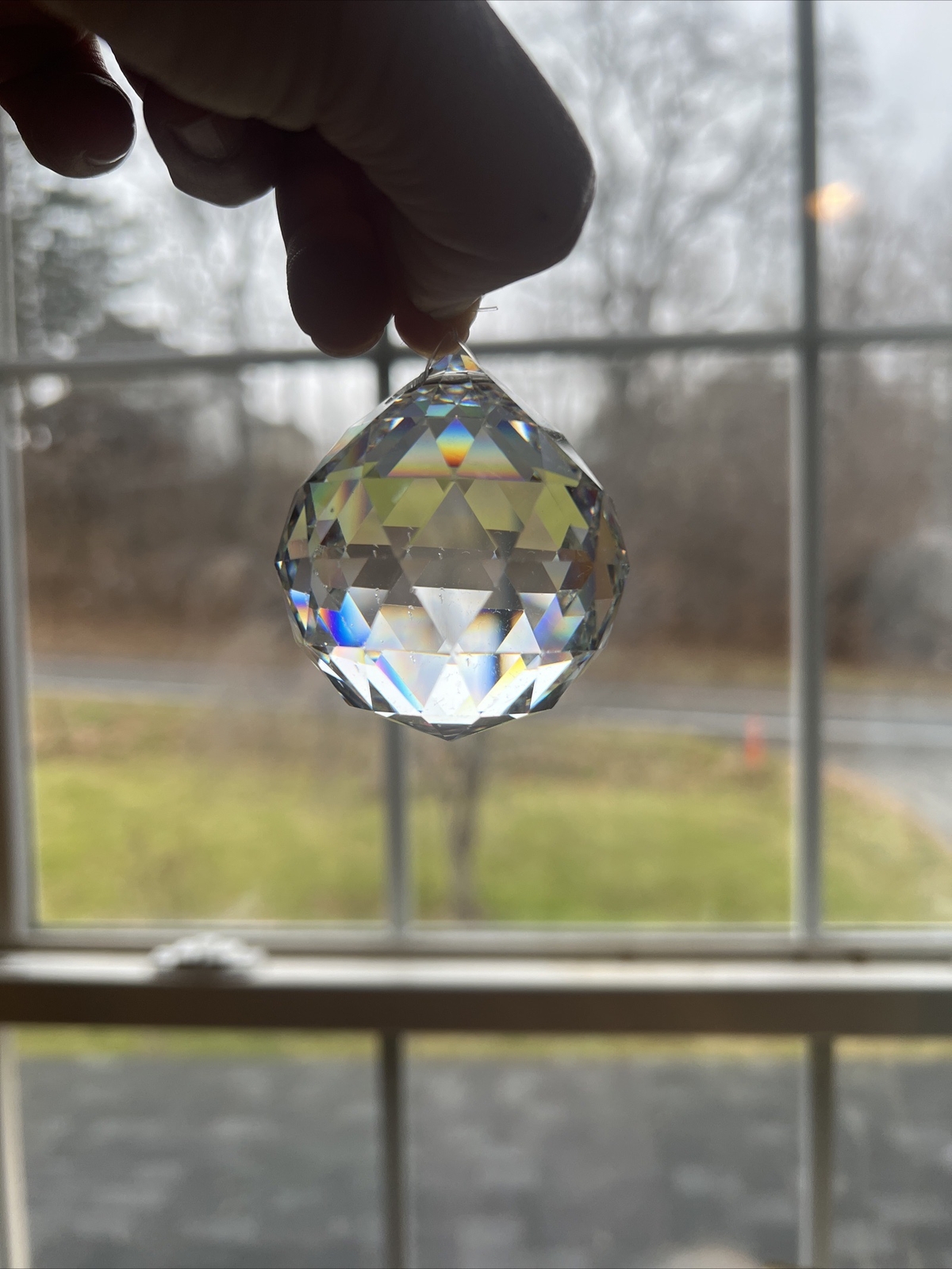 Window crystal pendant with many facets of diamond cutting process beautiful 8pc