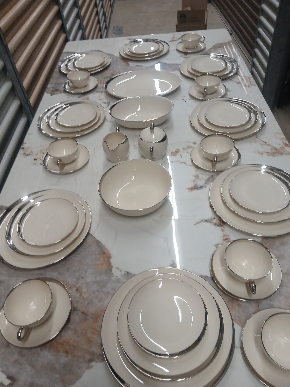 Flawless 46 Piece Set Pickard Crescent Platinum 1123 Vintage China