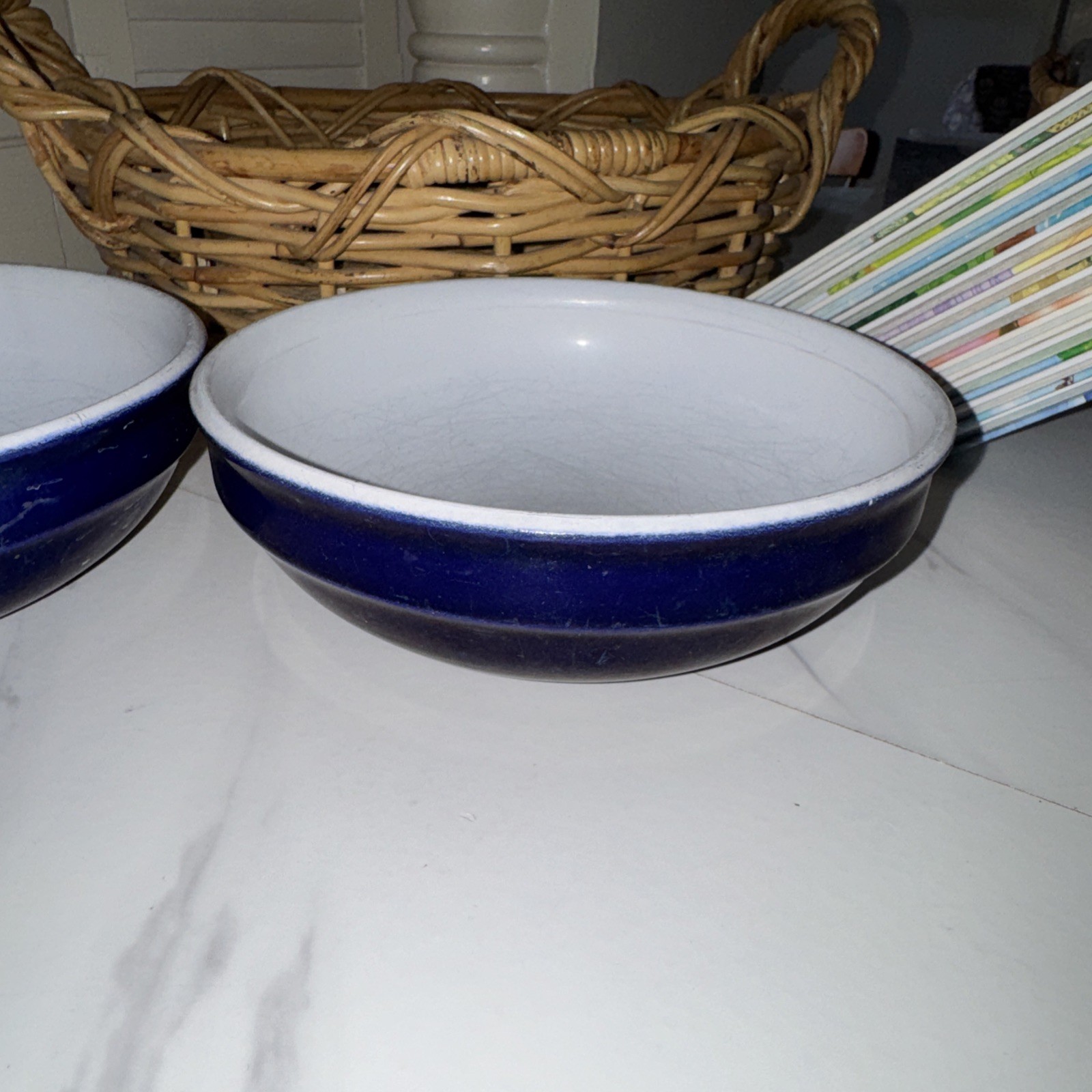 2 EMILE HENRY FRANCE COBALT BLUE 7.25 in BOWLS CEREAL SOUP CHILI #3304