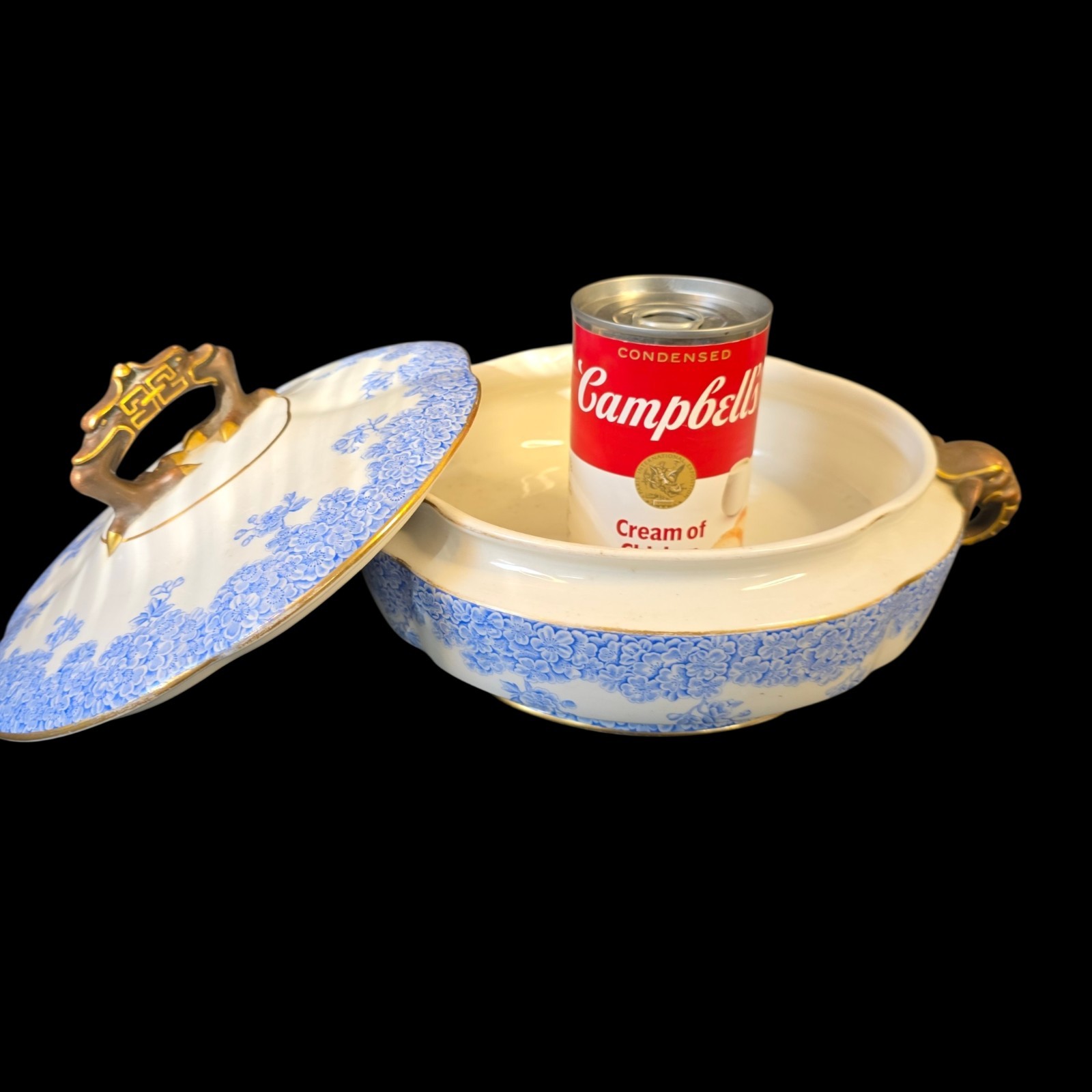 Early Royal Worcester Covered dish Oriental Style Elephand Head Handles Ovington