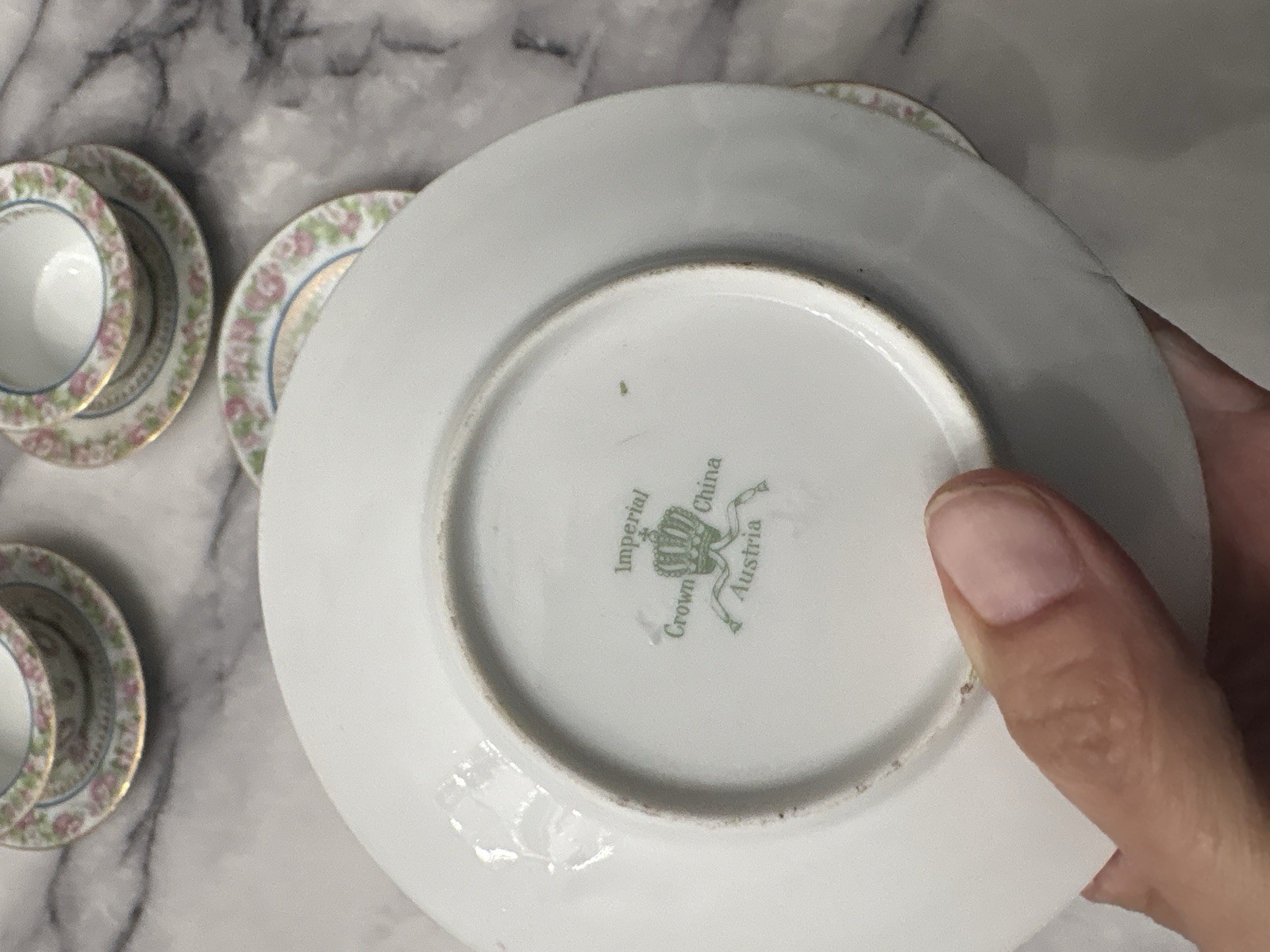 Antique IMPERIAL CHINA AUSTRIA Pink Rose Ramekin & Underplate Set 12 Piece Set
