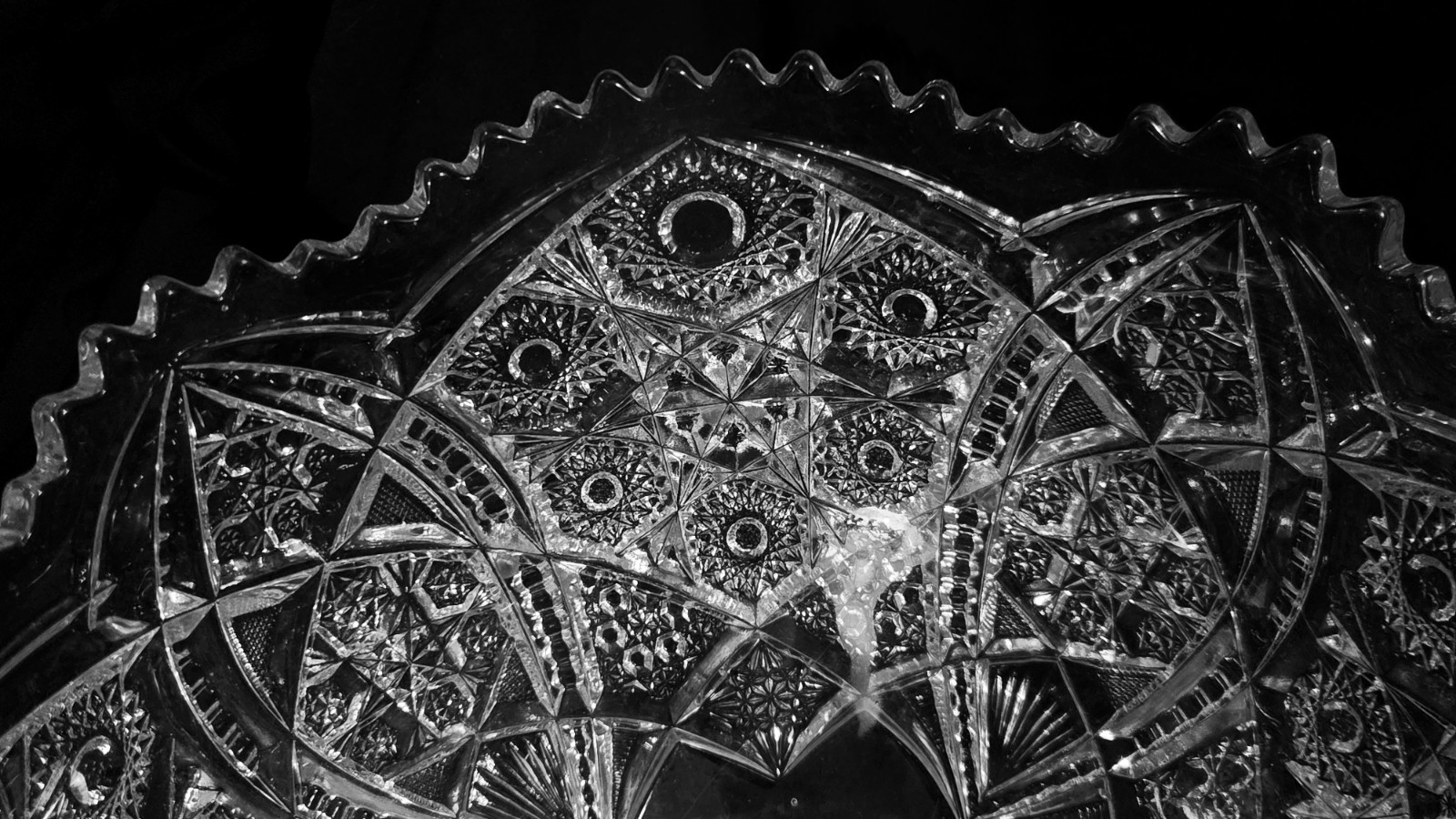 Antique ABP Cut Glass Centerpiece Bowl 13″ Huge Heavy 10lb Hobstar Crystal
