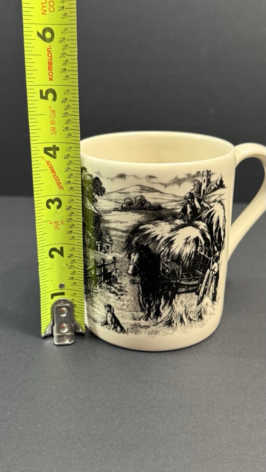 Royal Stafford Hayride Black Coffee Mugs Set of 4 England Transferware