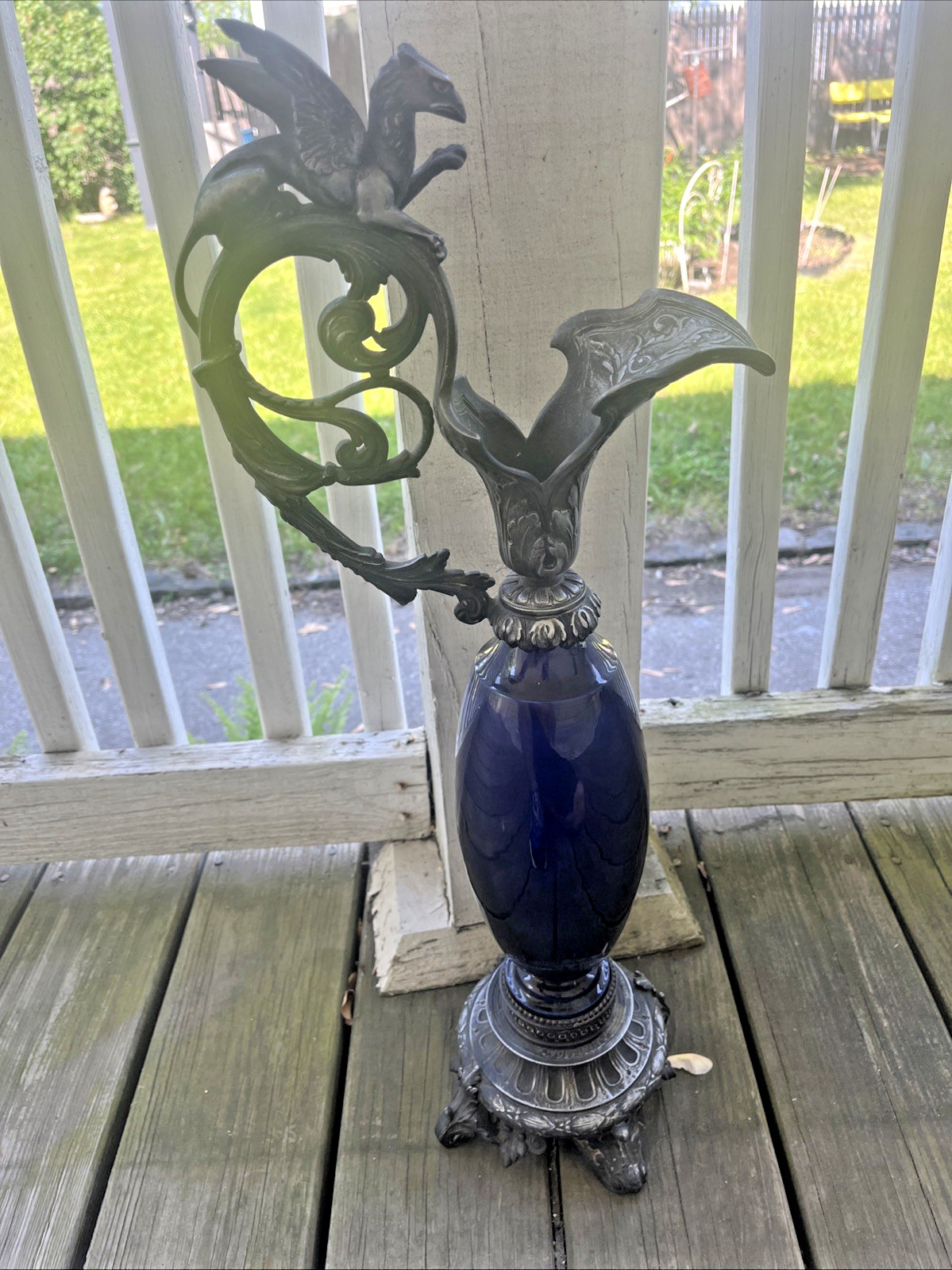 Louis XVI French Porcelain Cobalt Griffin Ewer Centerpiece Neoclassical BIG 24”