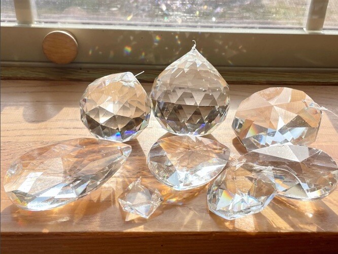 Window crystal pendant with many facets of diamond cutting process beautiful 8pc