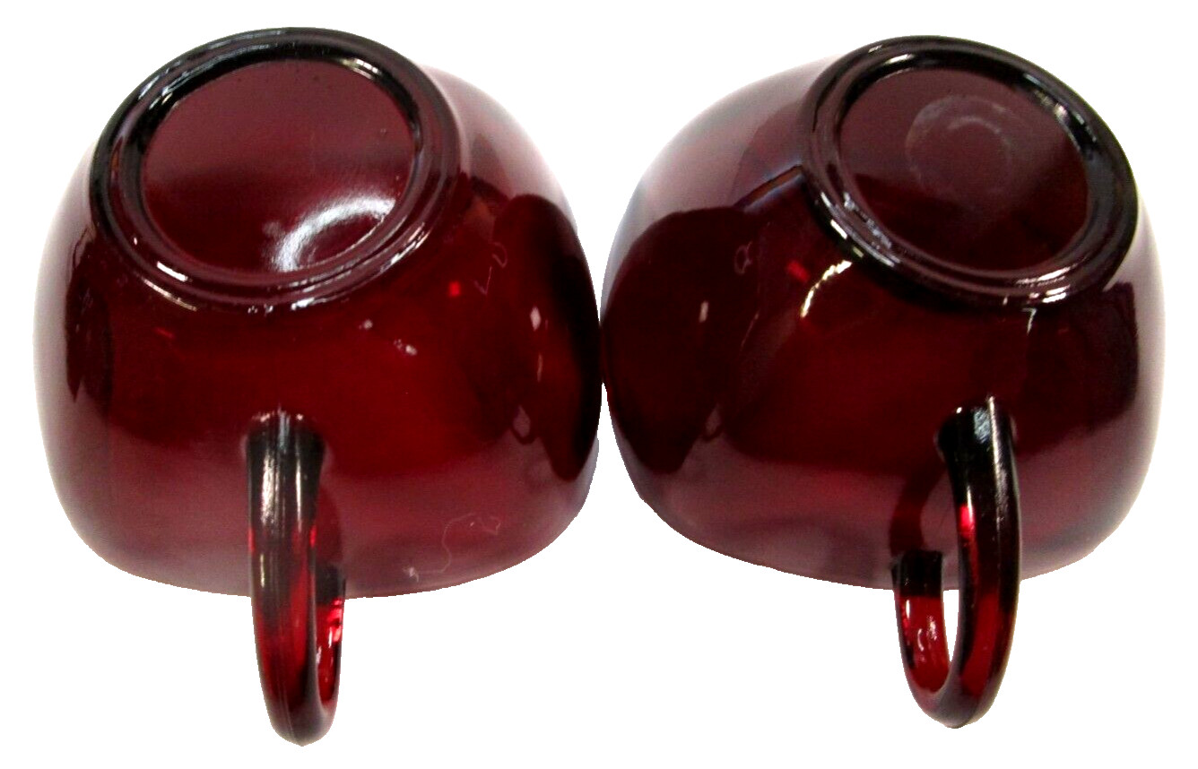 Anchor Hocking Royal Ruby Red Charm 4 Coffee Tea Cups W 4 Saucers 1950-1959 6 oz