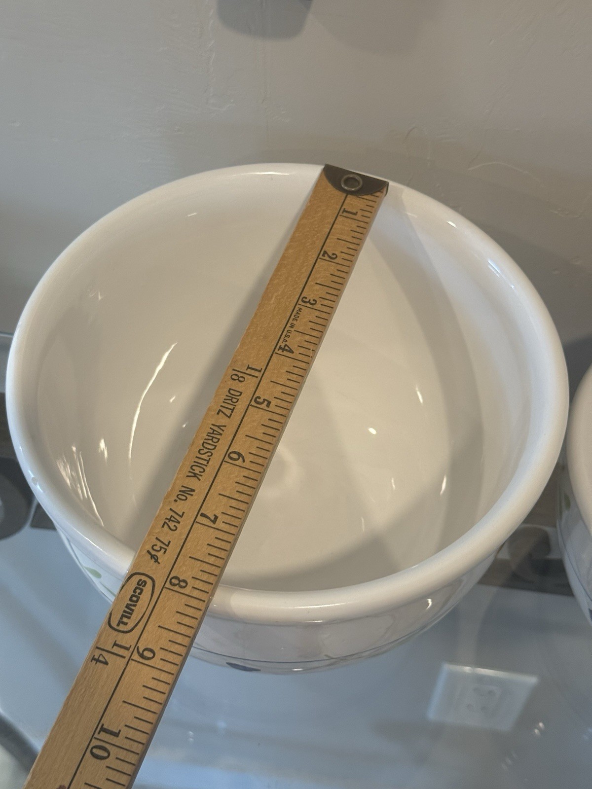 Vintage Italy Nesting Ceramic Mixing Bowl Set 3pc Floral Blue Line Stoneware Pot