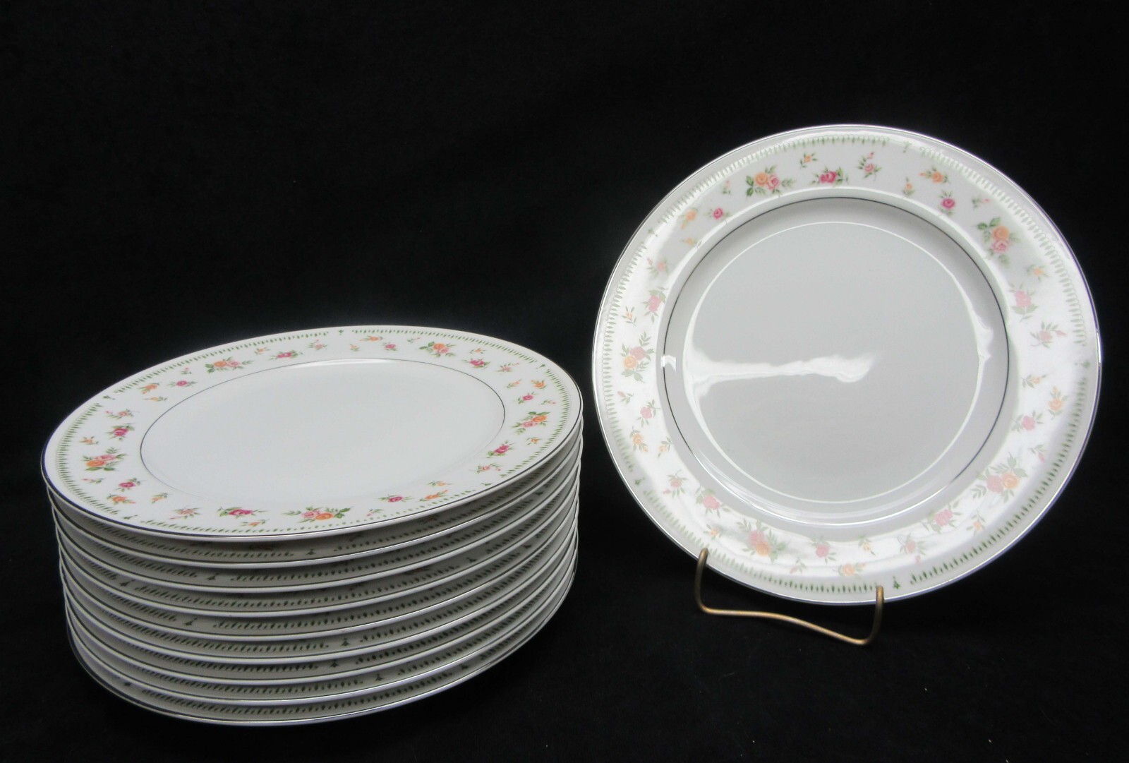 Vtg. Abingdon Fine China Made in Japan Rose Pattern 10 1/4″ Dinner Plate(s) MINT
