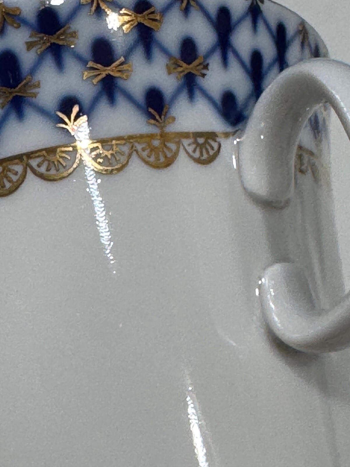 Lomonosov Imperial Porcelain Russian COBALT NET SOUP BOWL with SAUCER 4 NEW