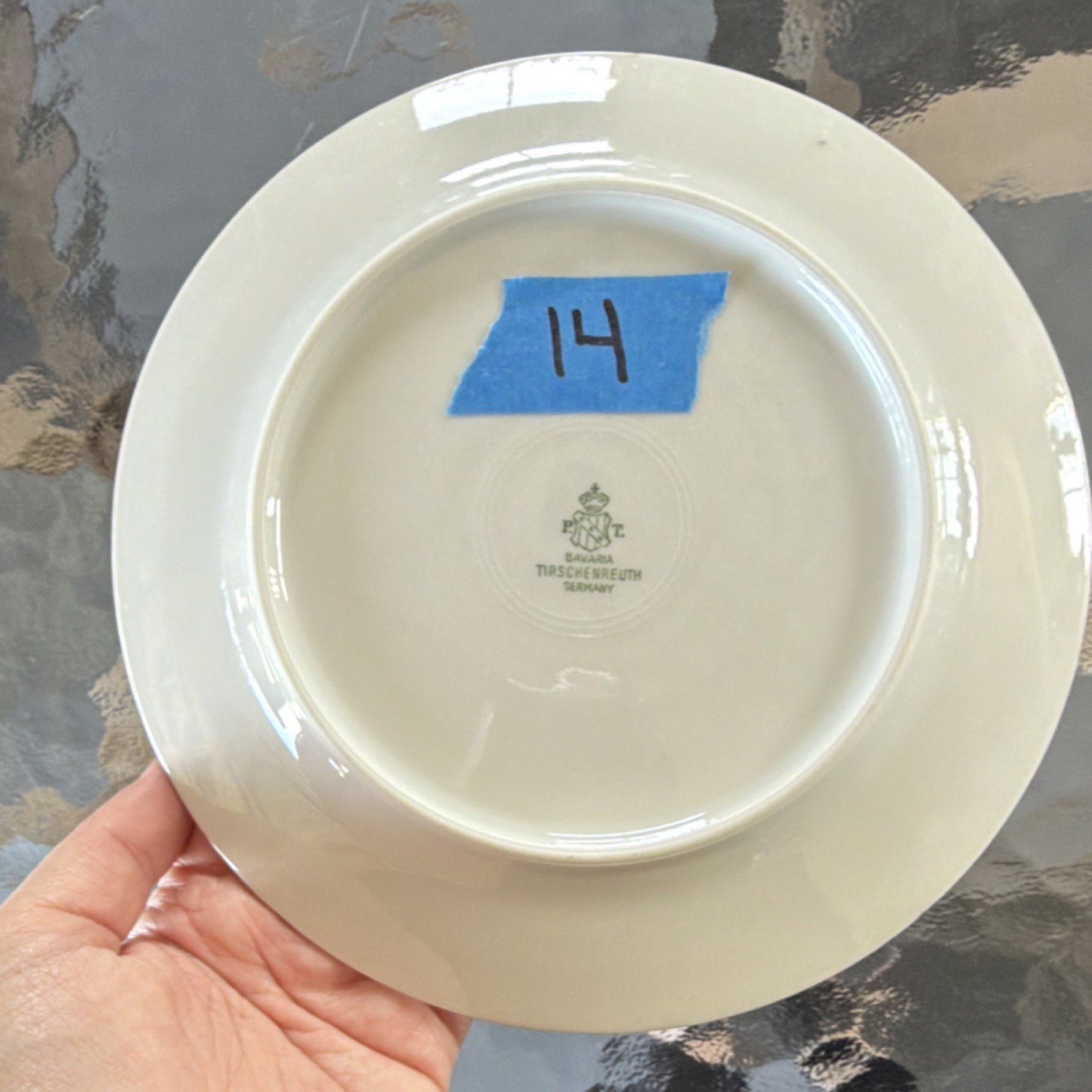 Tirschenreuth Bavaria Germany Floral Porcelain Round Plate White Pink Green